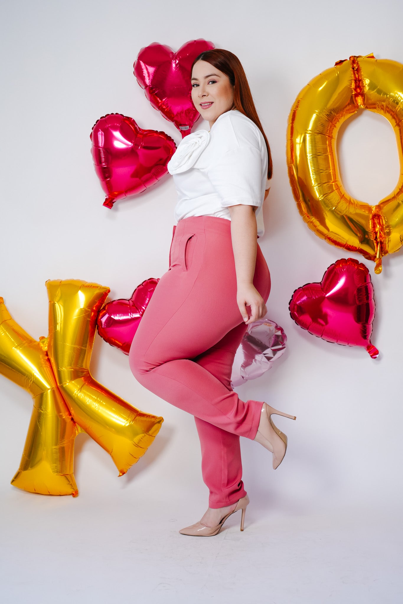 Pantalon de vestir pinzas rosa