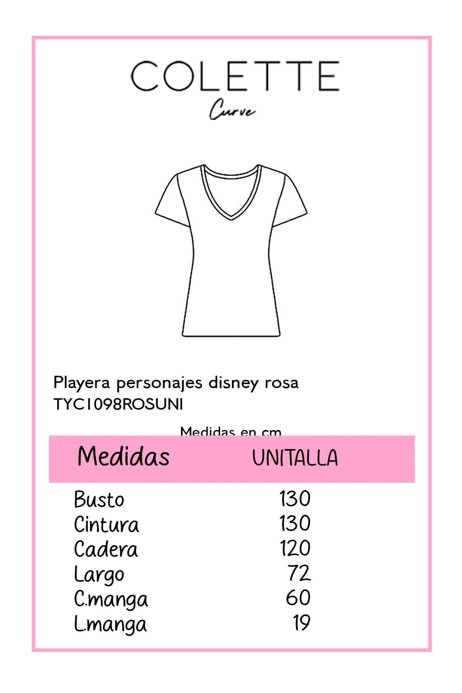 Playera personajes disney rosa