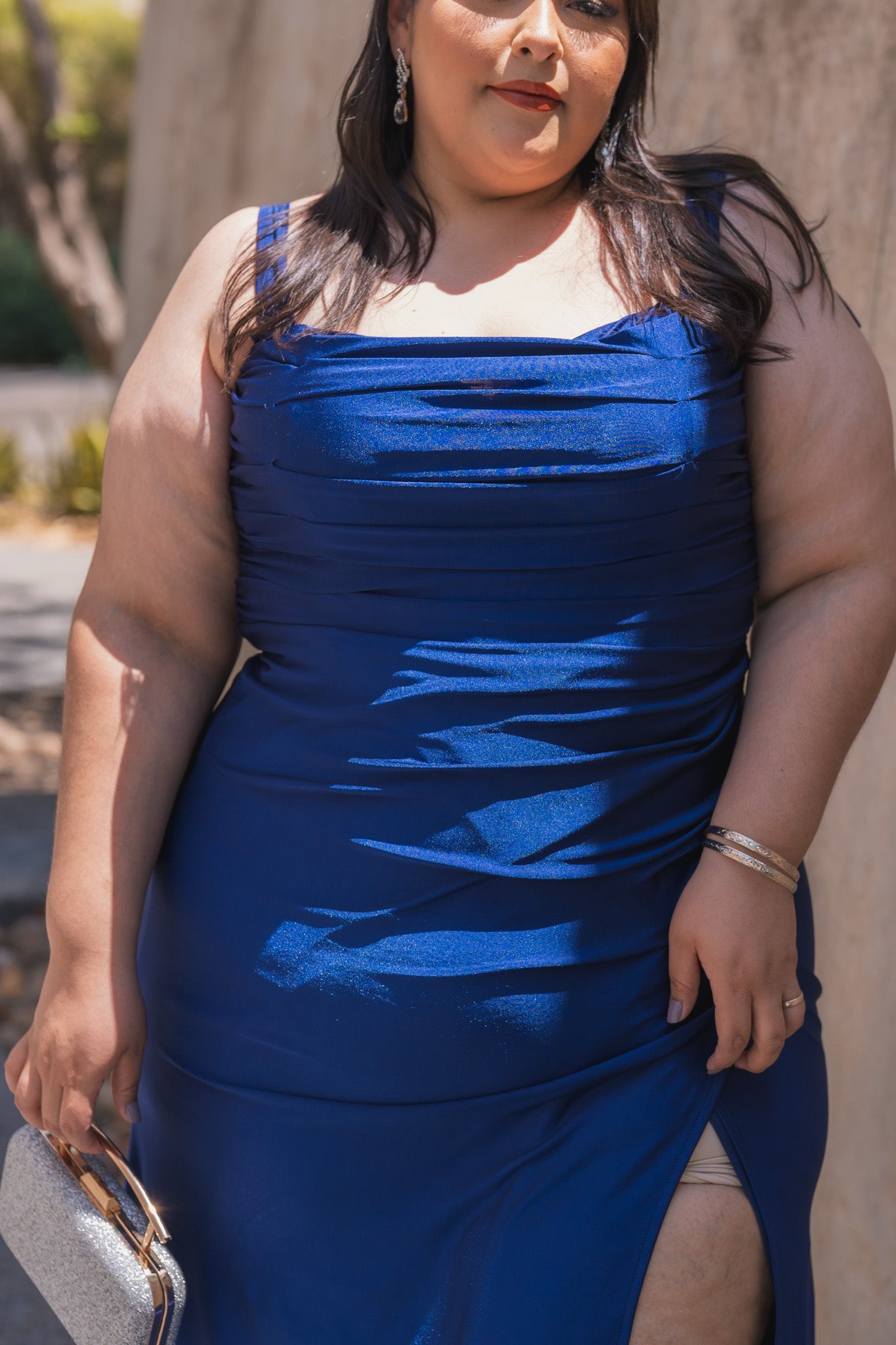 Vestido corset plisado azul