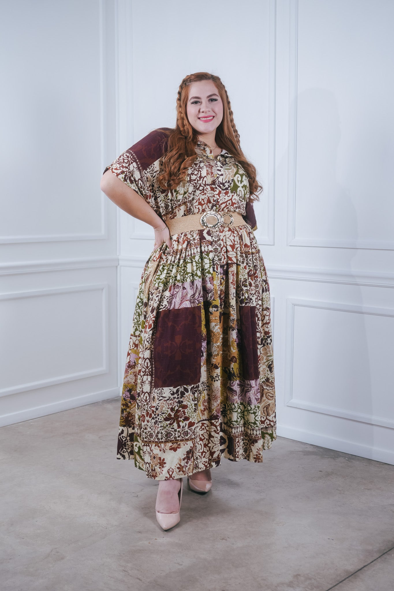 Vestido camisero estampado c/lazo