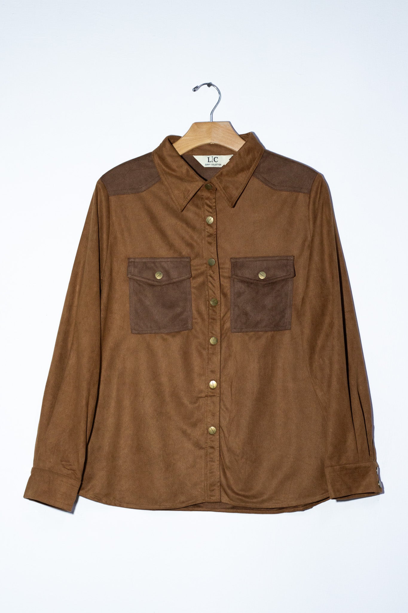 Camisa gamuza con bolsa cafe