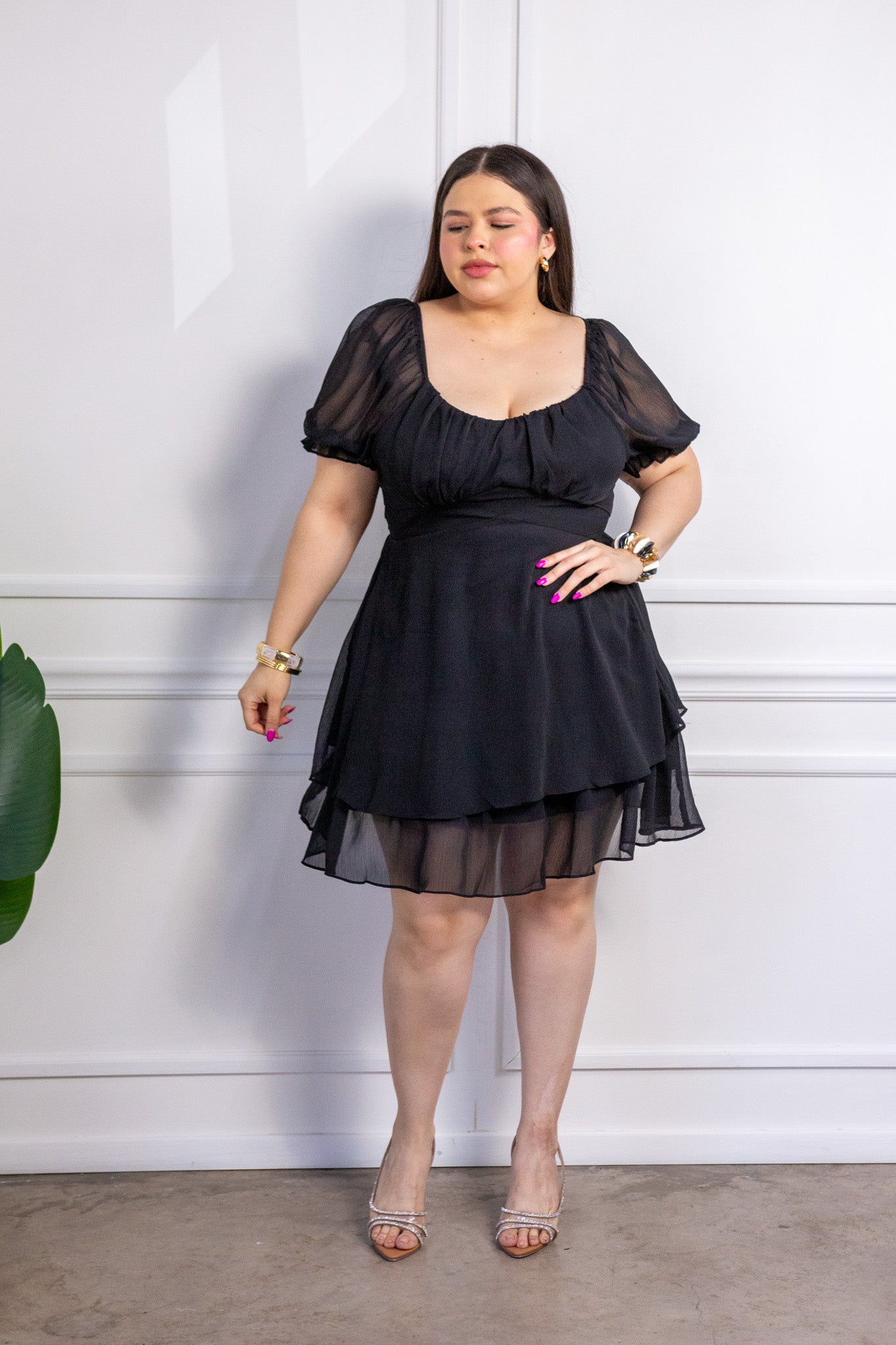 Vestido gasa negro - 1