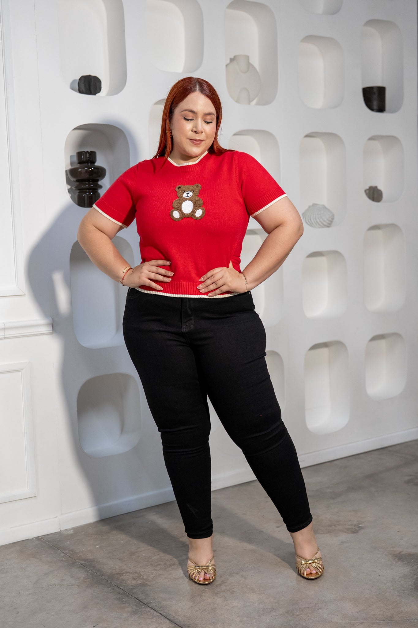 Blusa Canalada Oso Curvy Roja