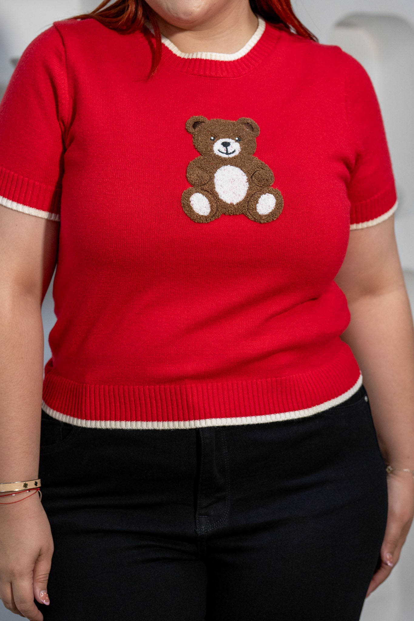 Blusa Canalada Oso Curvy Roja