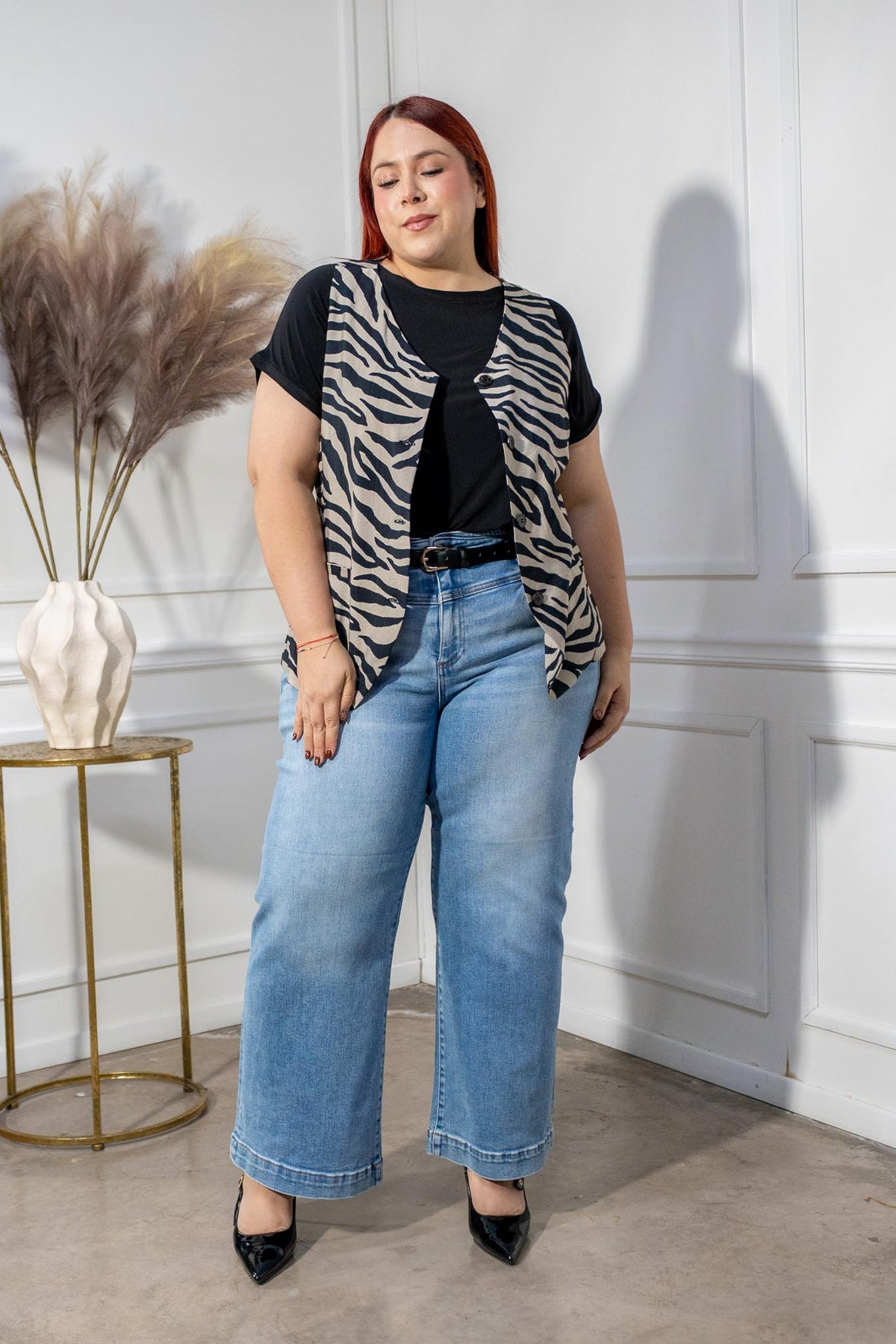 Set Curvy Chaleco y Pantalón Cebra Gris