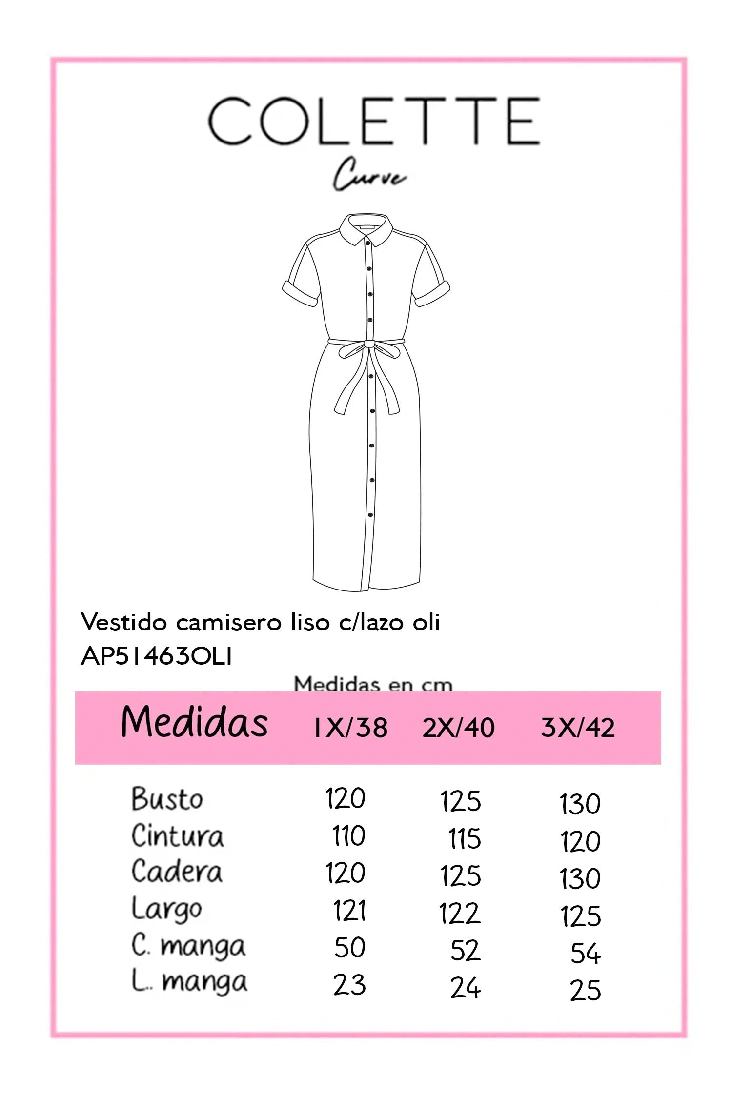 Chart de medidas - Vestido Camisero Olivo