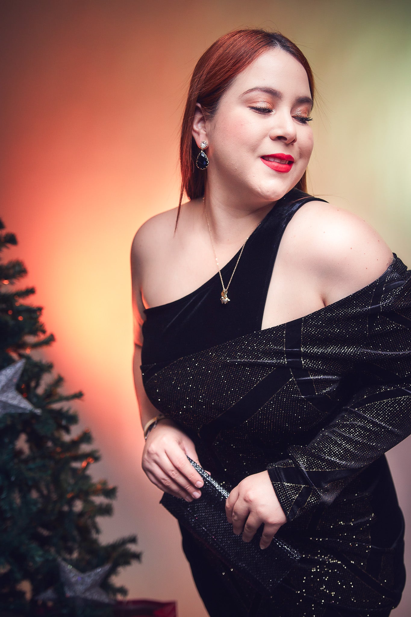 Gold Glitter Velvet Dress