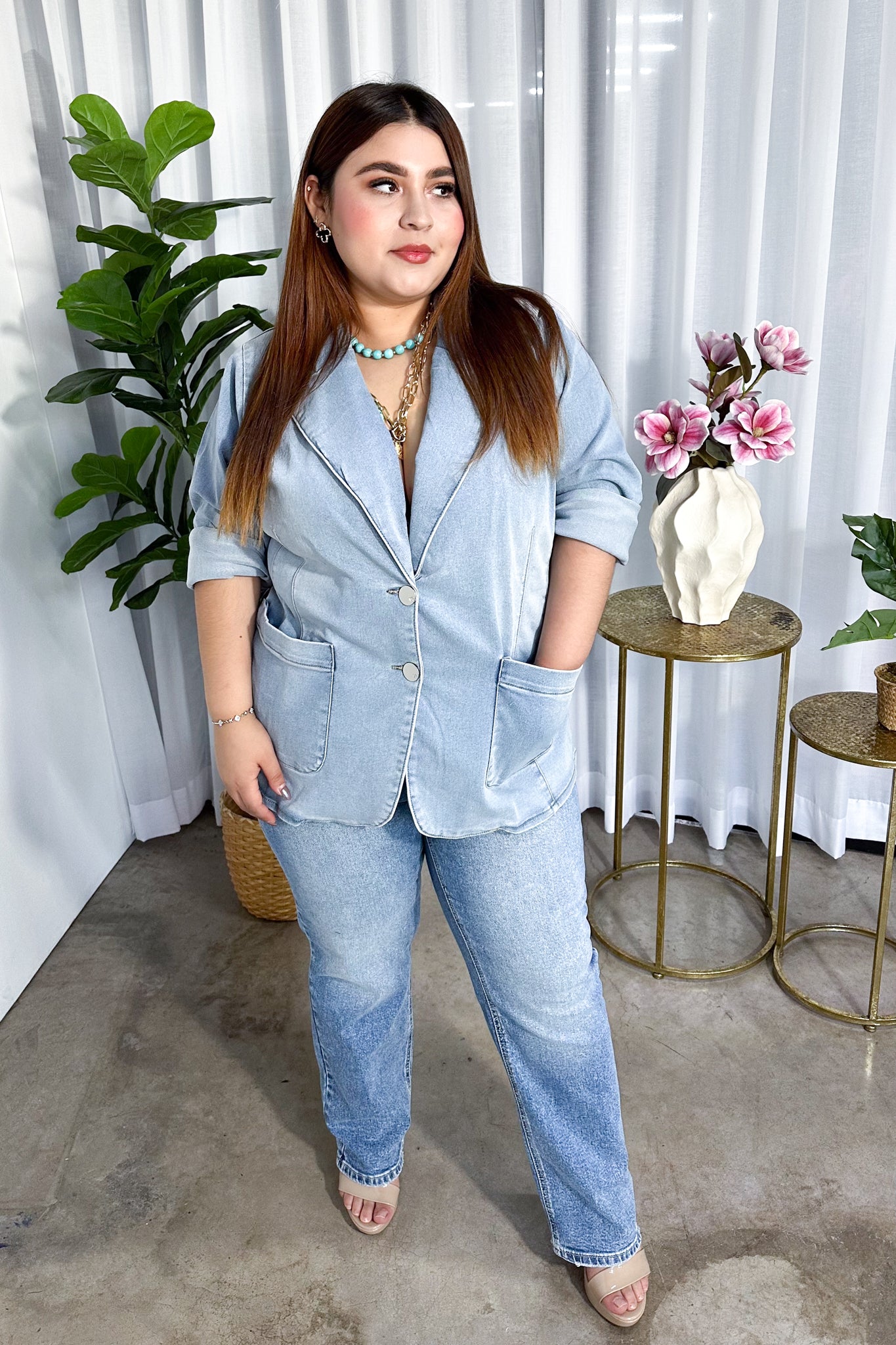 Blazer plus denim claro