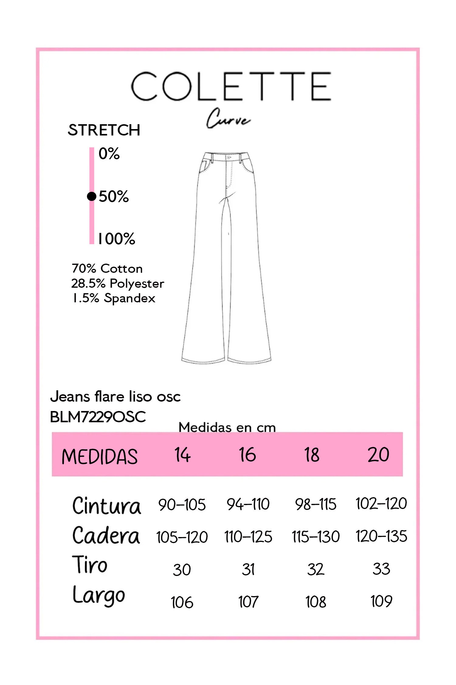 Jeans Flare Liso Curvy Oscuro