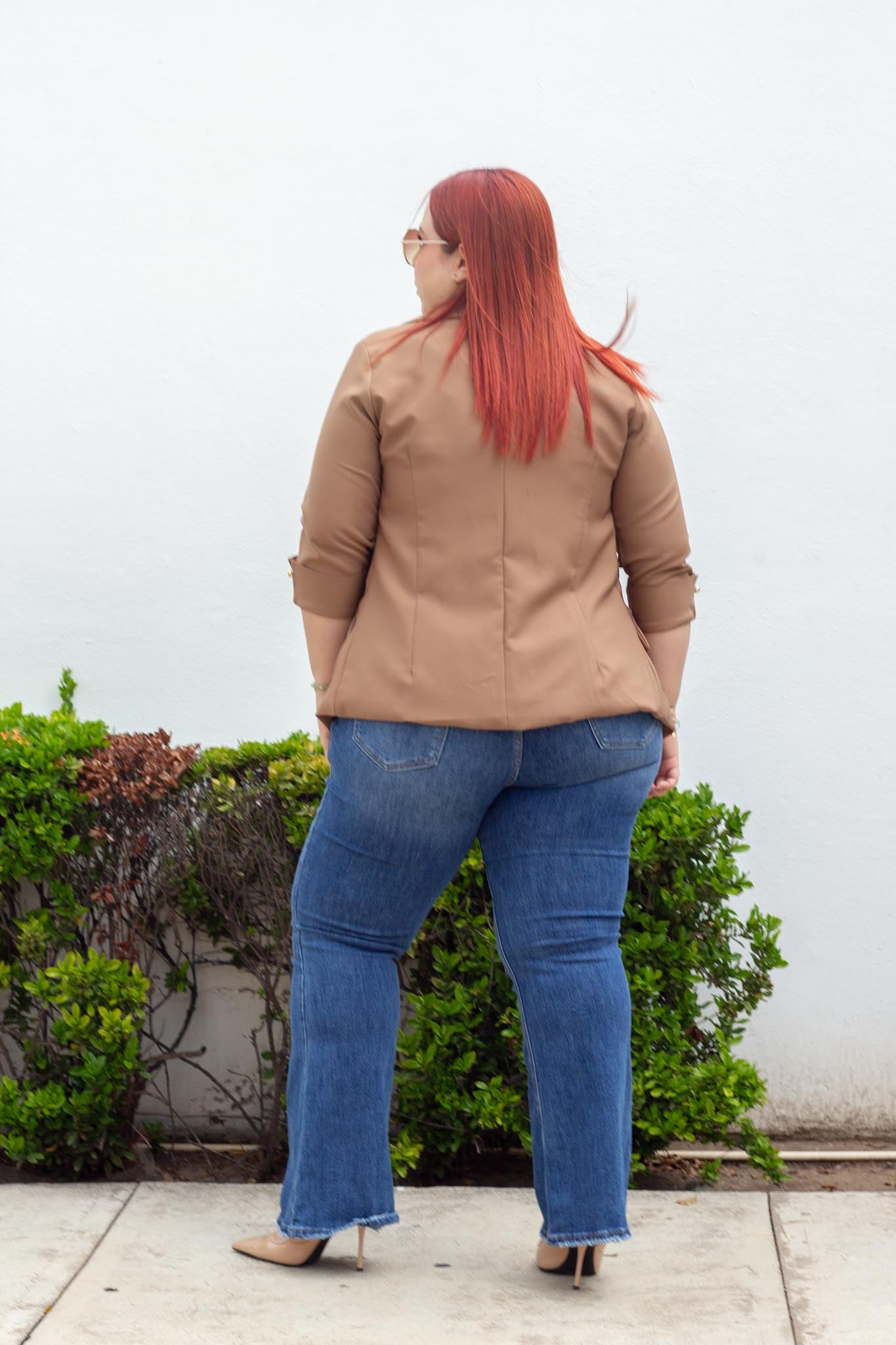 Jeans Campana Liso Curvy Oscuro