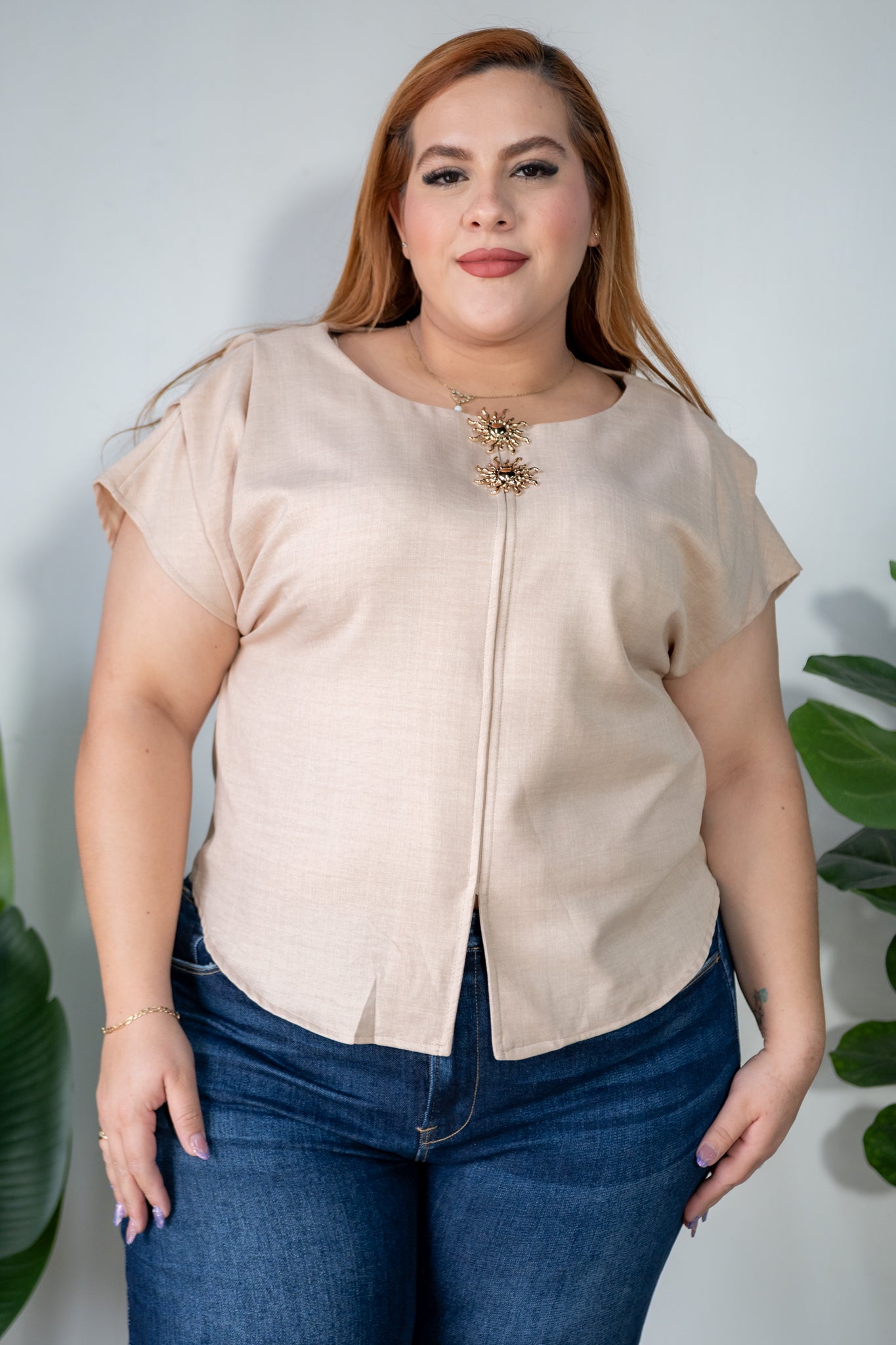 Blusa lisa manga corta hebilla soles