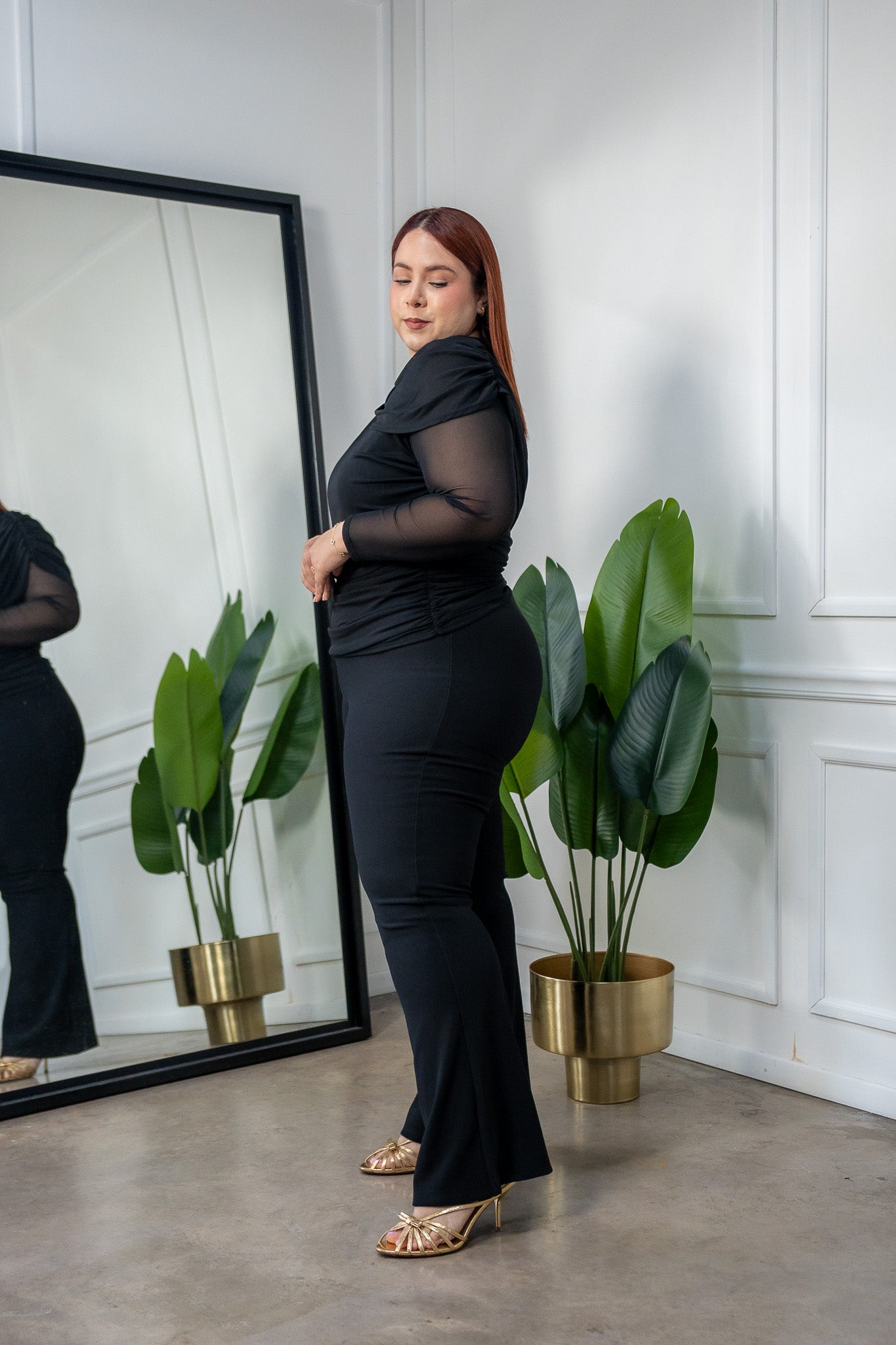Blusa Mesh con Capas Curvy Negro