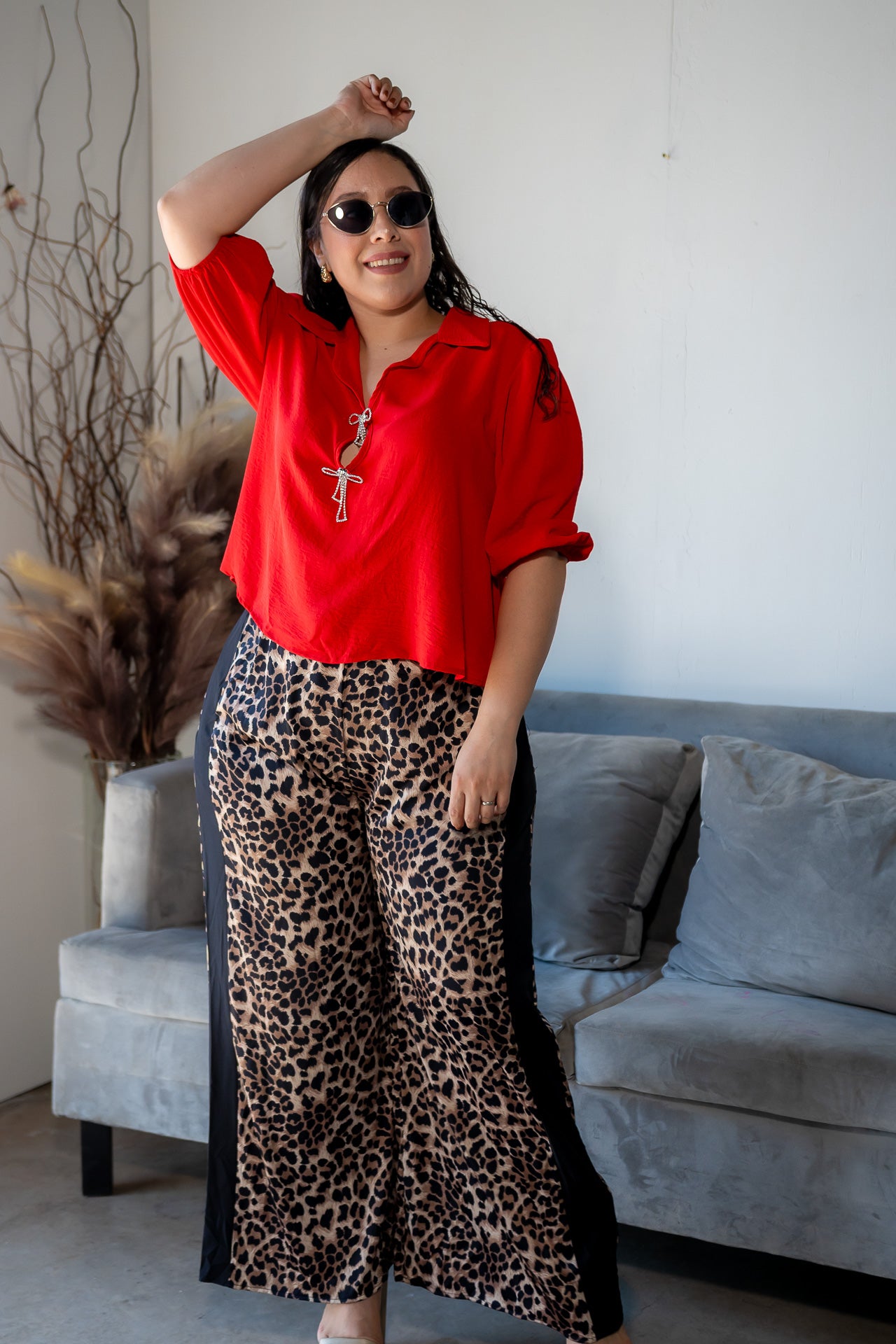 Blusa Roja con Detalle Moño