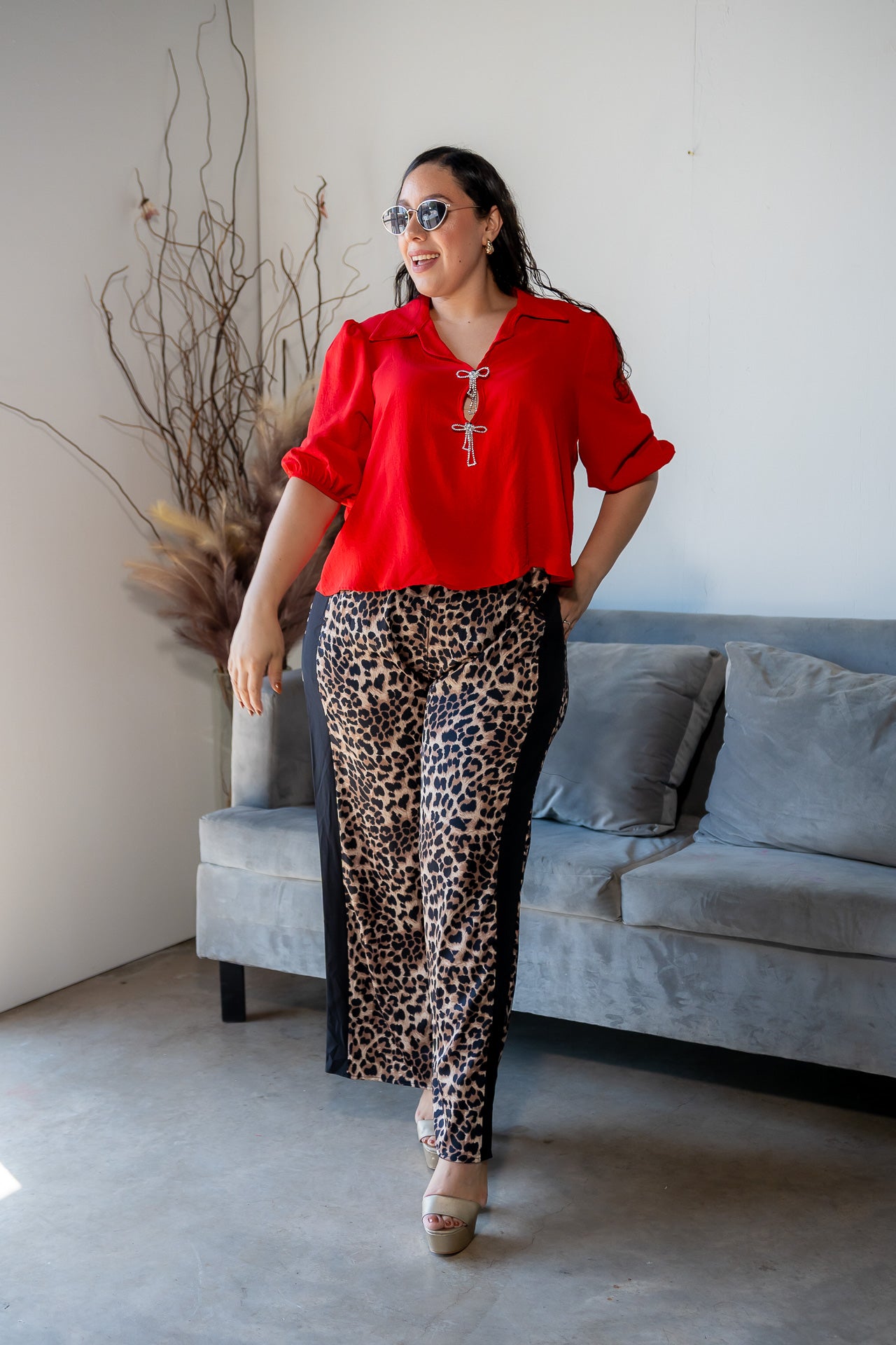 Blusa Roja con Detalle Moño