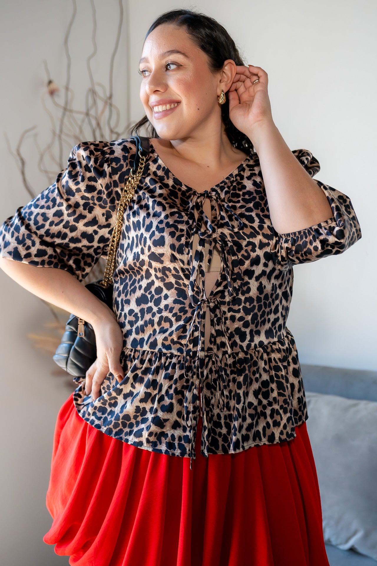 Blusa Animal Print con Lazo Frontal&nbsp;