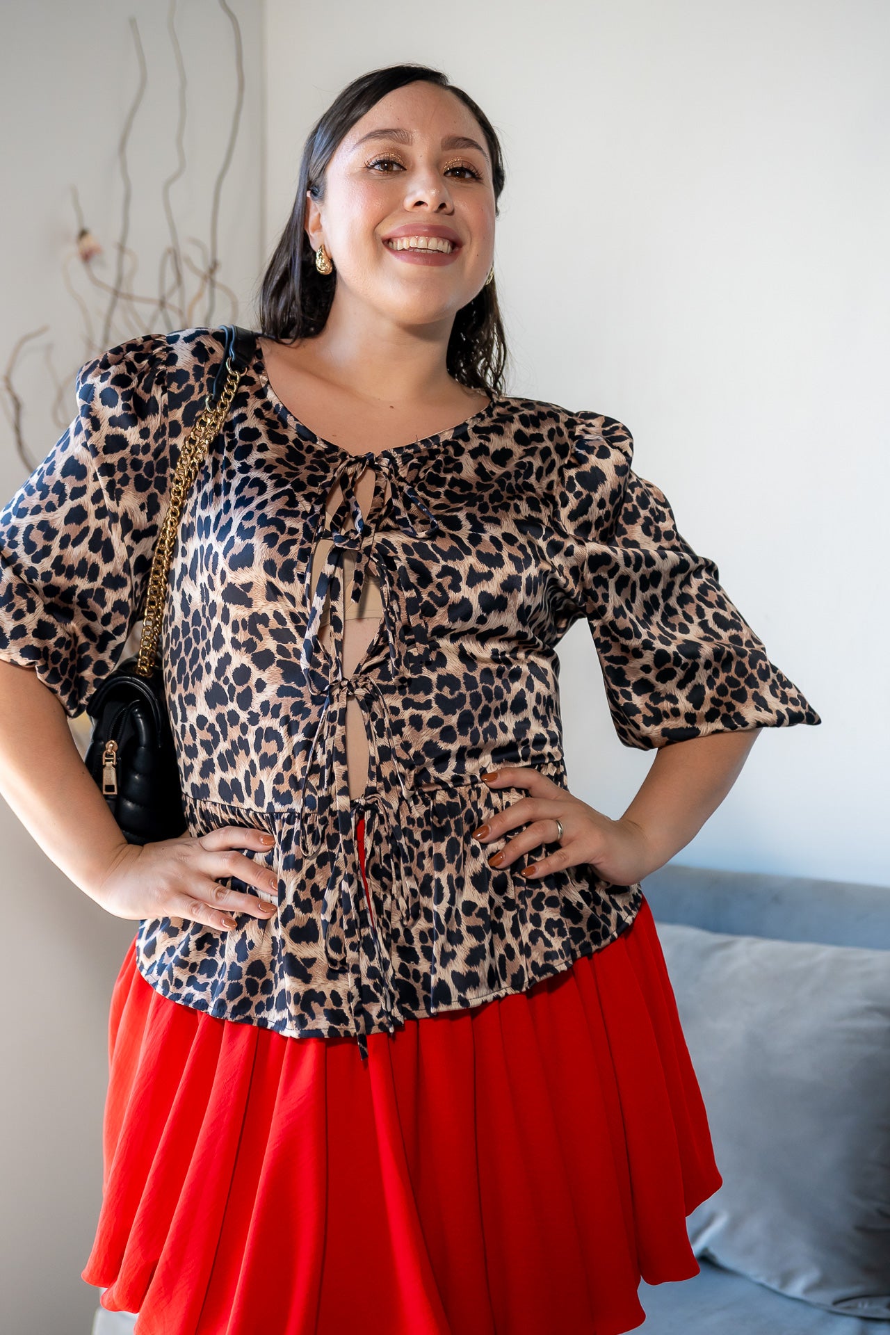 Blusa Animal Print con Lazo Frontal&nbsp;