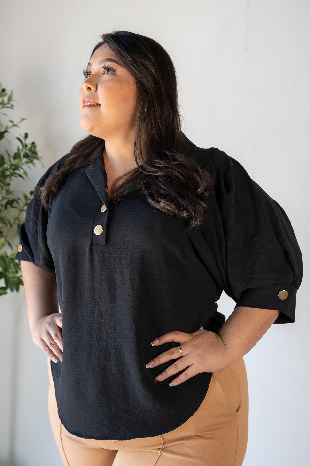 Versatile Casual Black Blouse