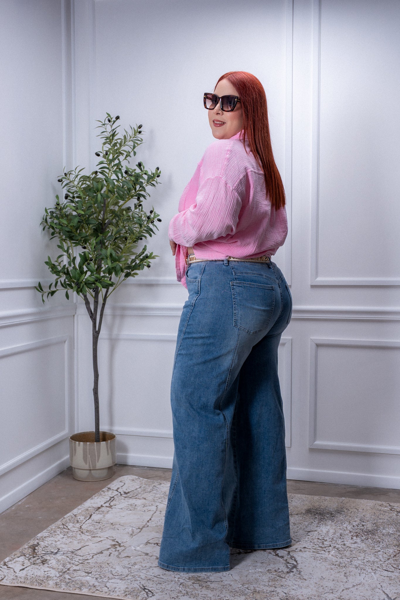 Camisa de algodon c/bolsa rosa