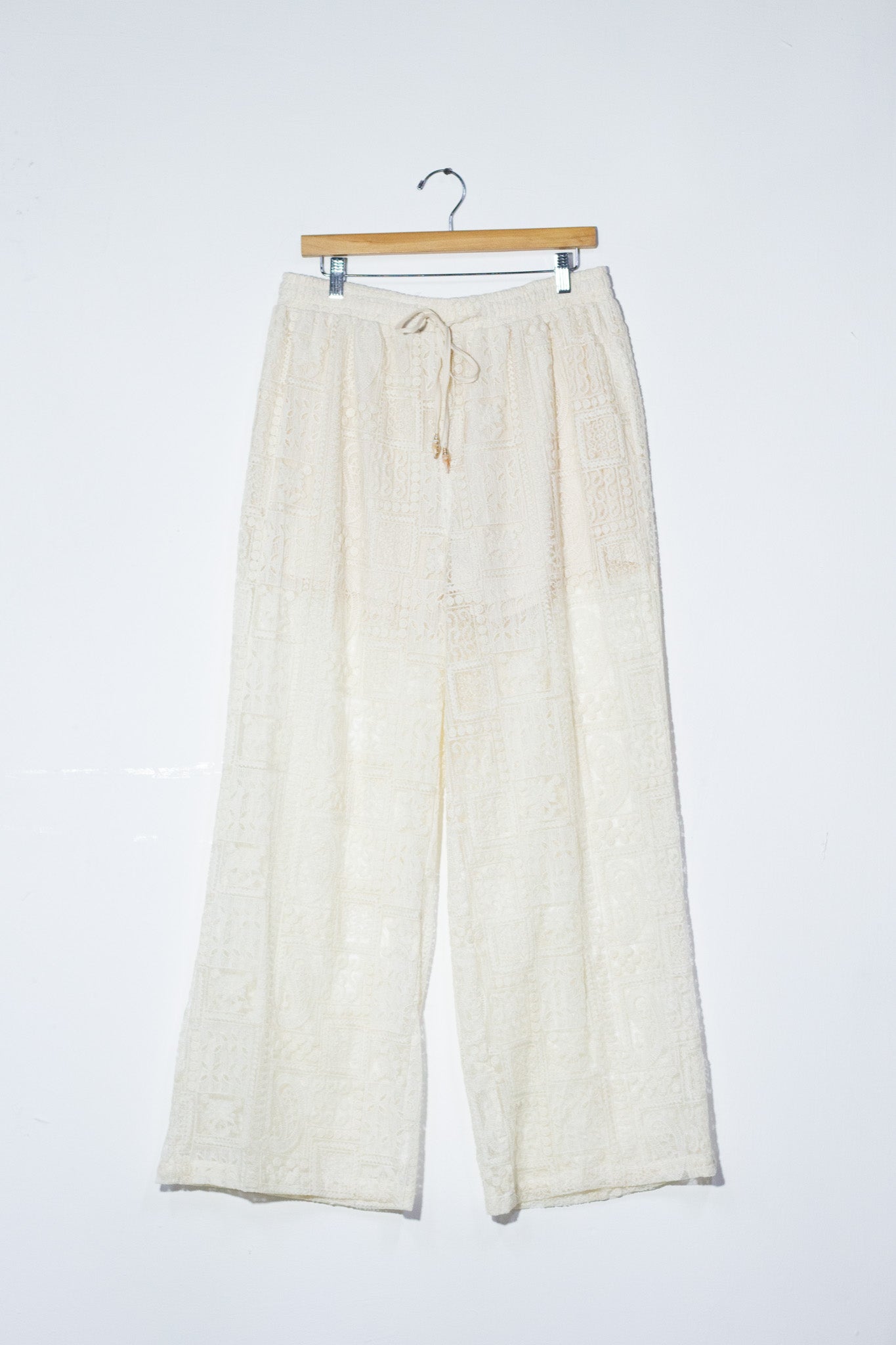 Set pantalon bordado beige