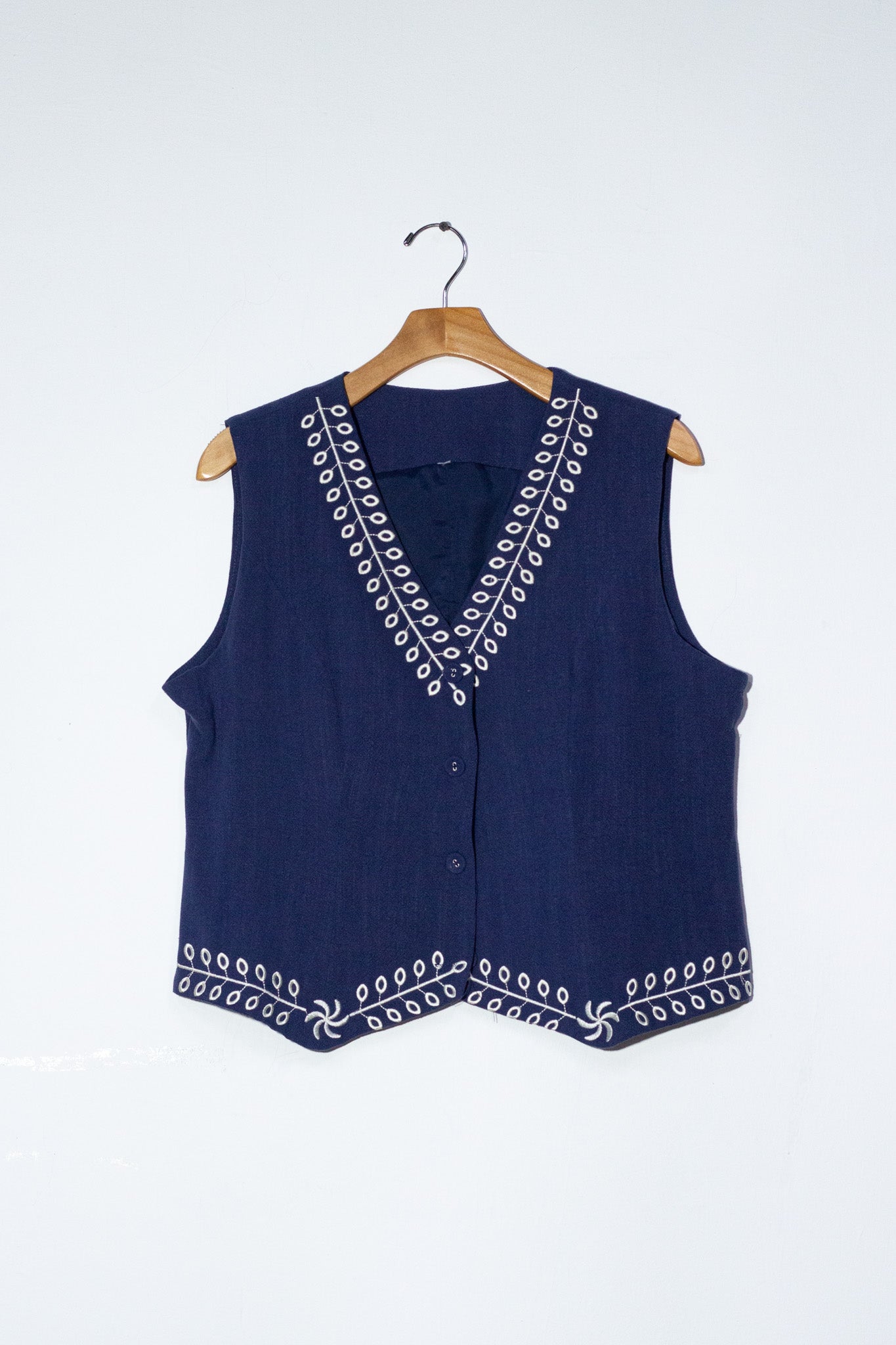 Set pantalon y chaleco bordado azul