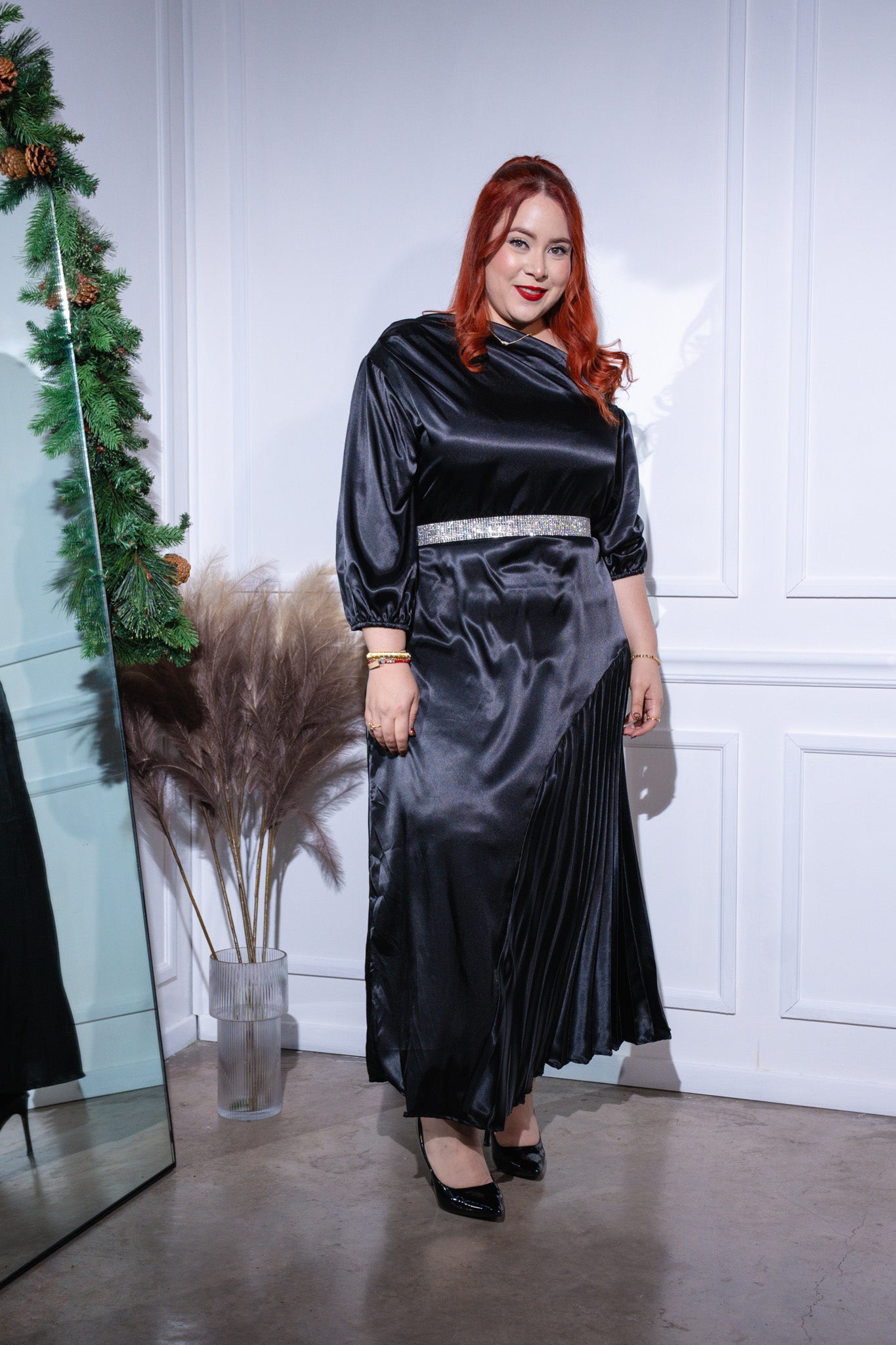 Vestido satin one shoulder neg