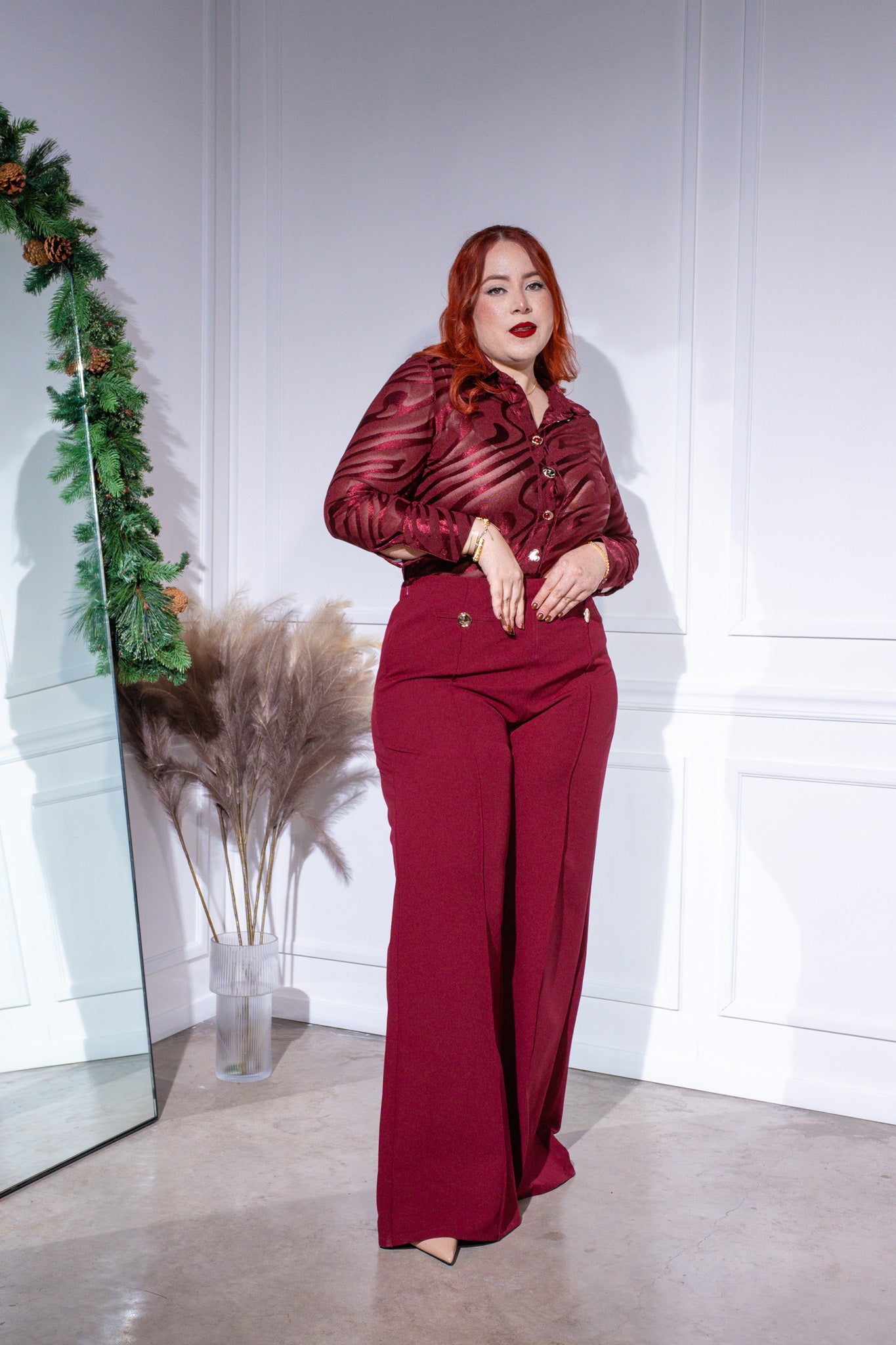 Camisa mesh con franjas tinta