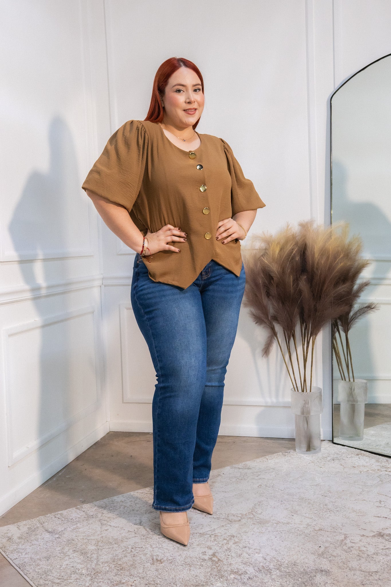 Blusa con botones moka