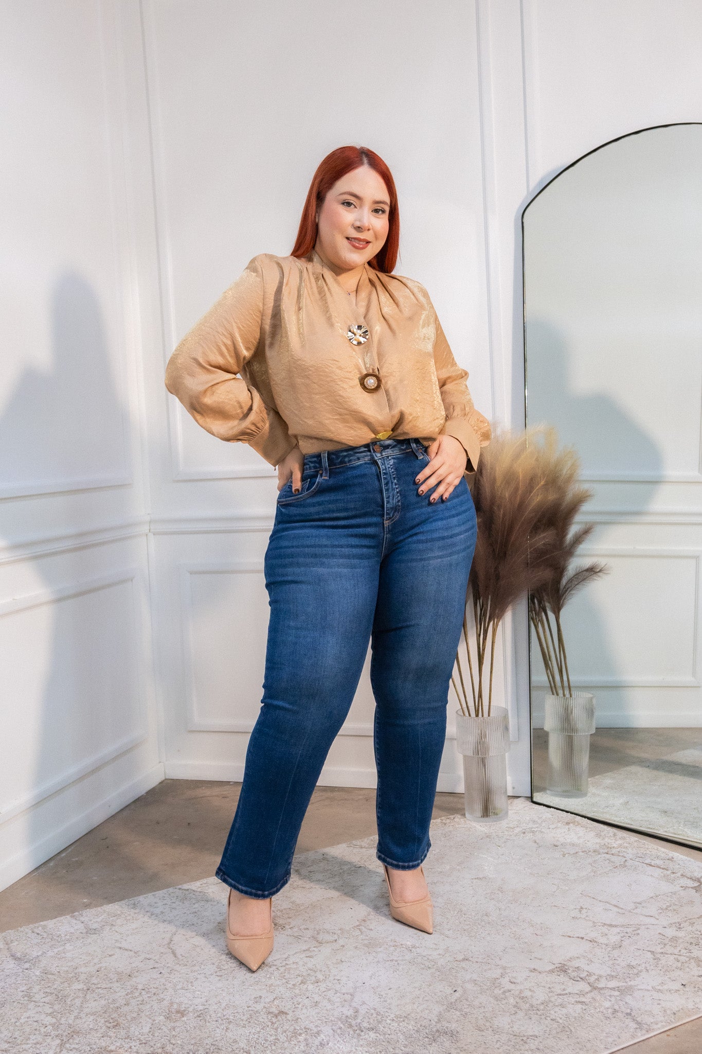 Jeans recto crop liso osc