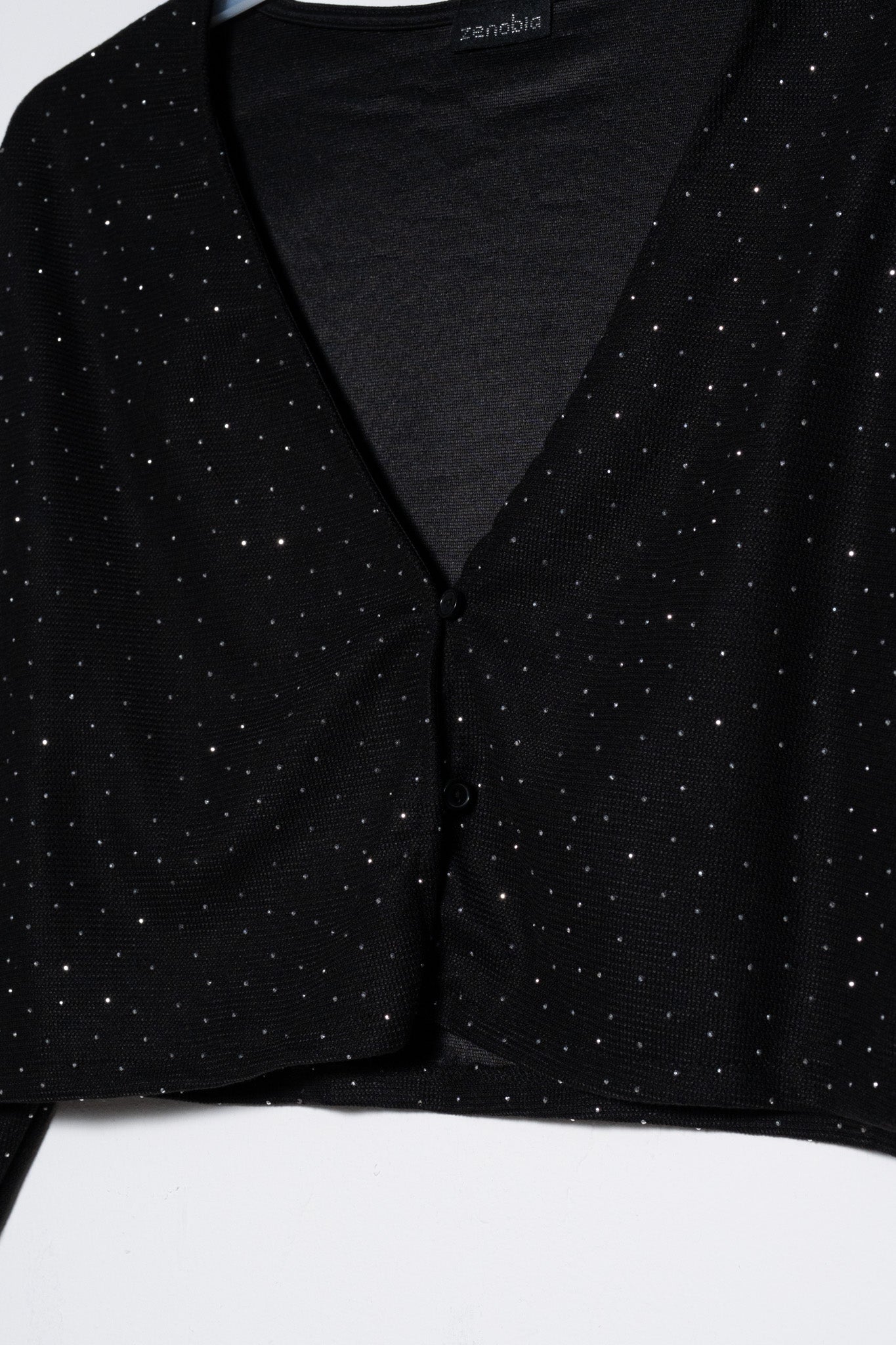 Blusa manga larga crop brillos