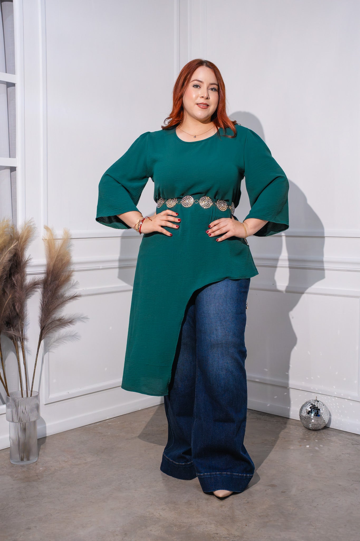 Blusa asimetrica verde