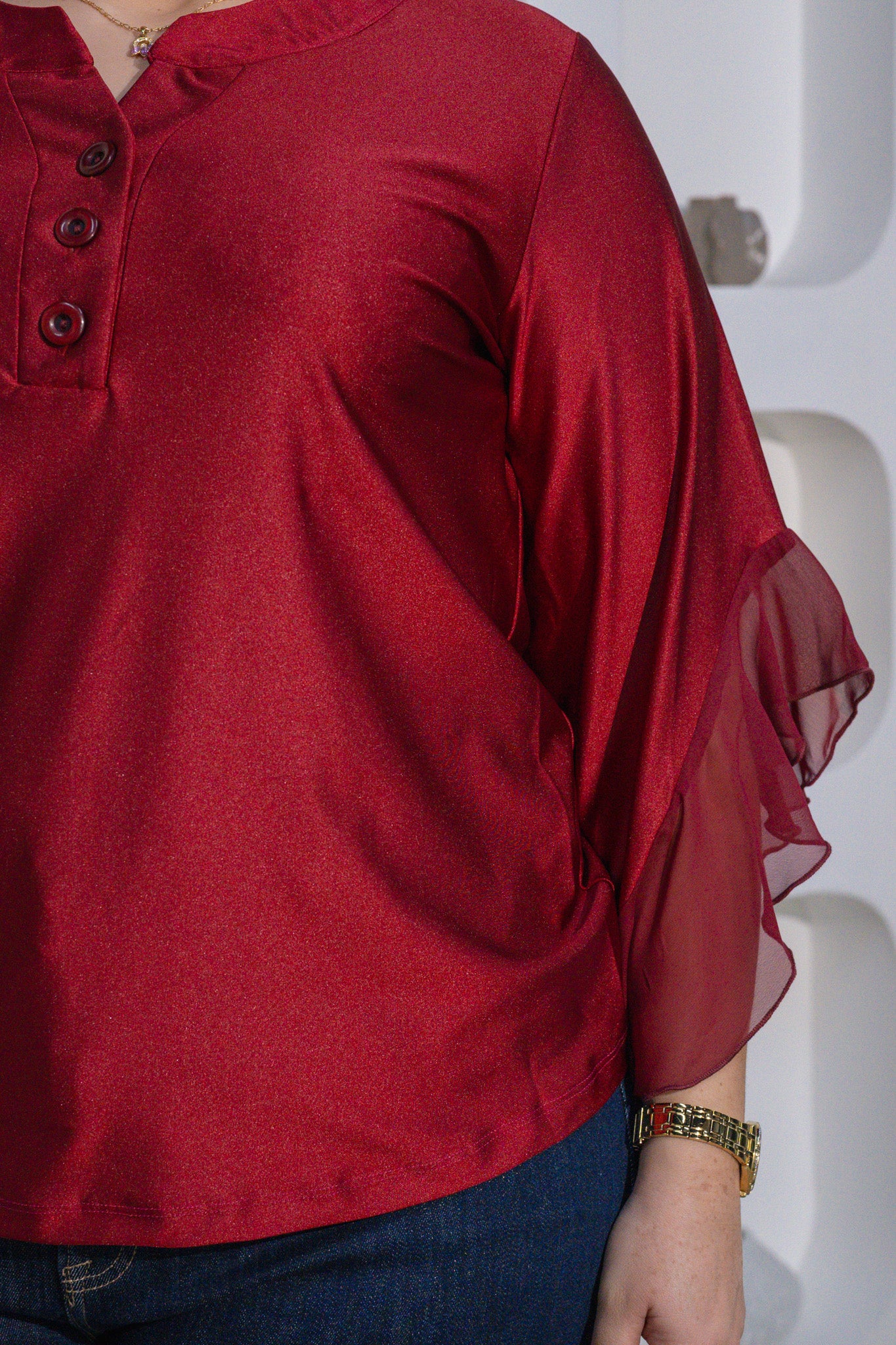 Blusa manga campana tinta