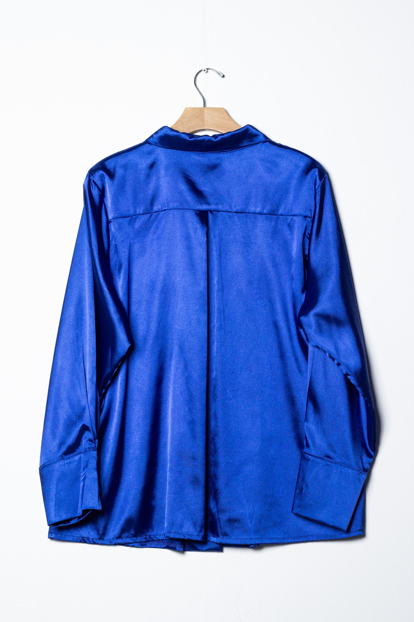 Camisa satin lisa azul