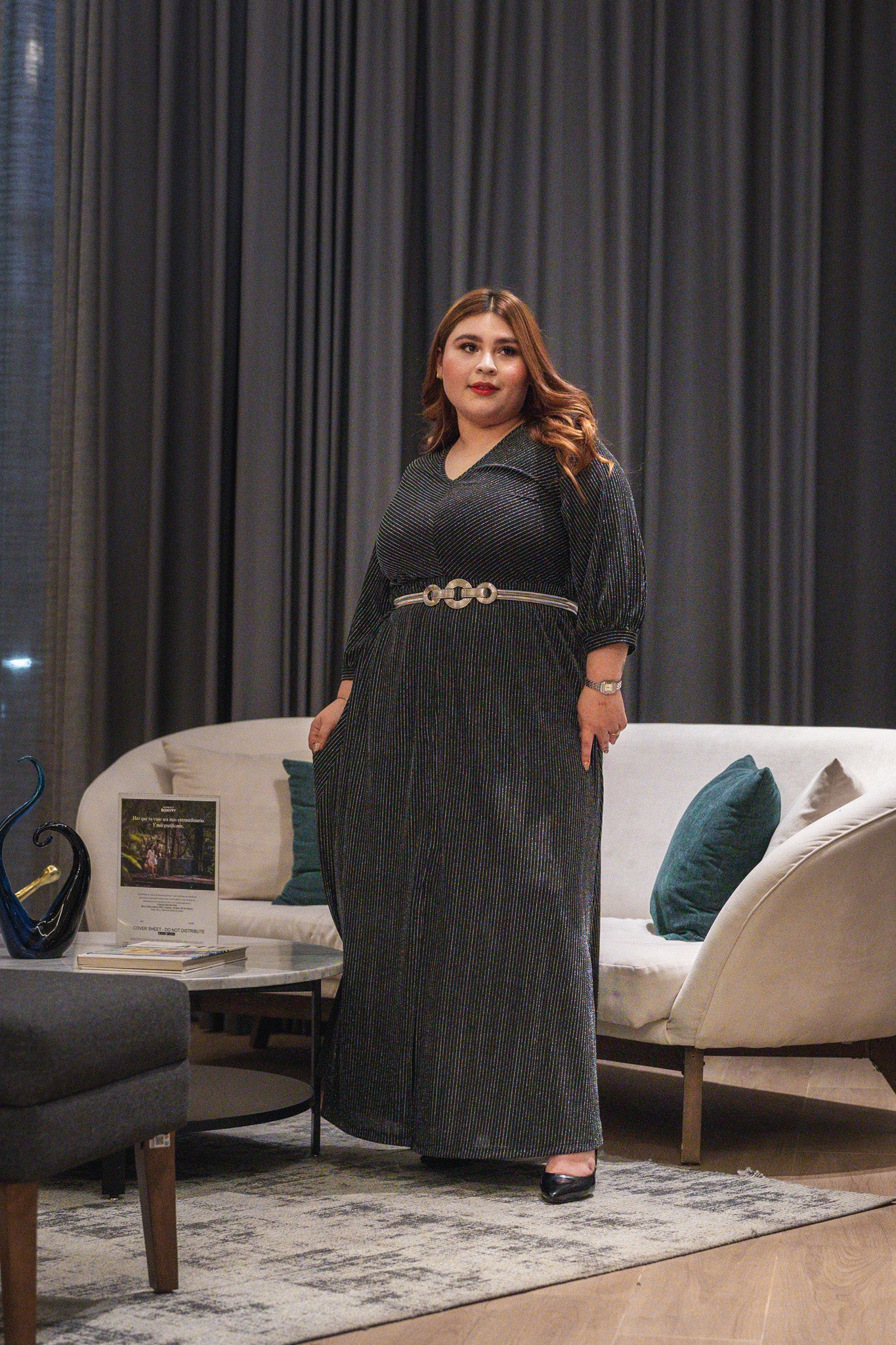 Vestido largo con lineas neg