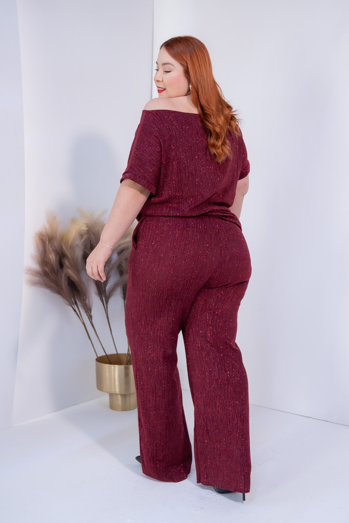 Set pantalon brillos tinto