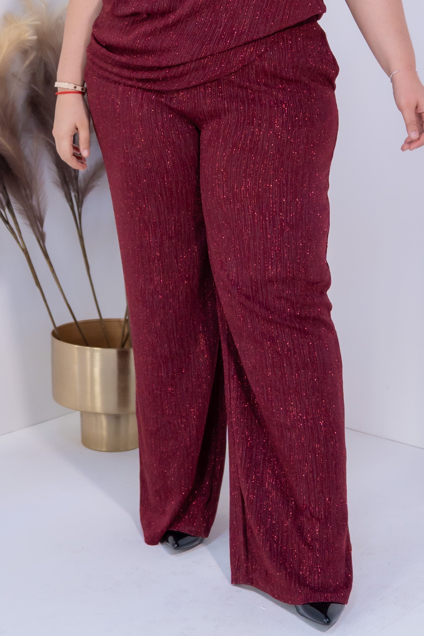 Set pantalon brillos tinto