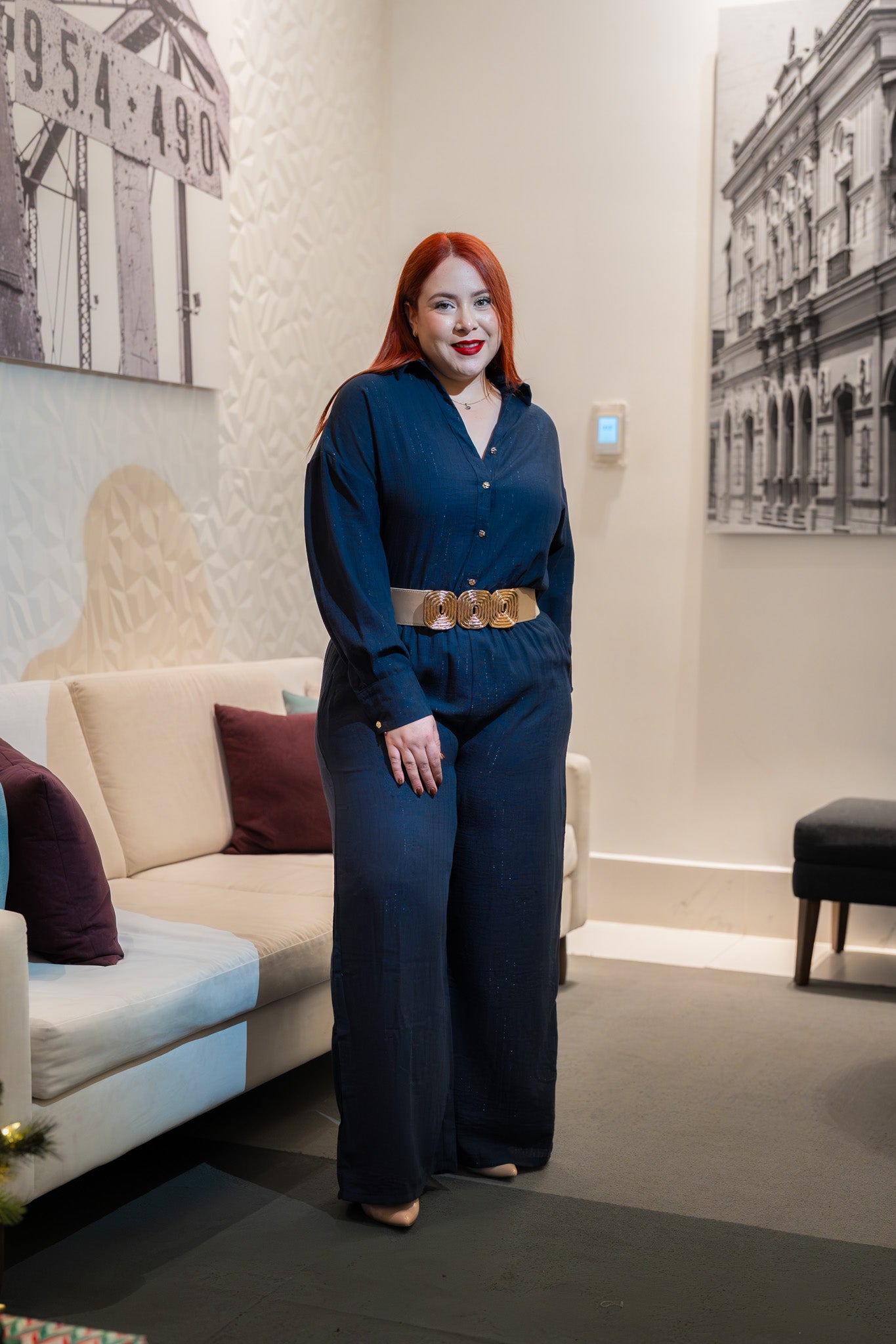 Set pantalon lineas brillos azul