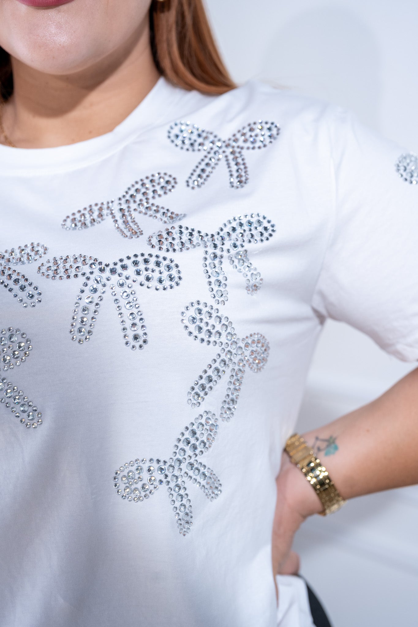 Playera moños piedra bca