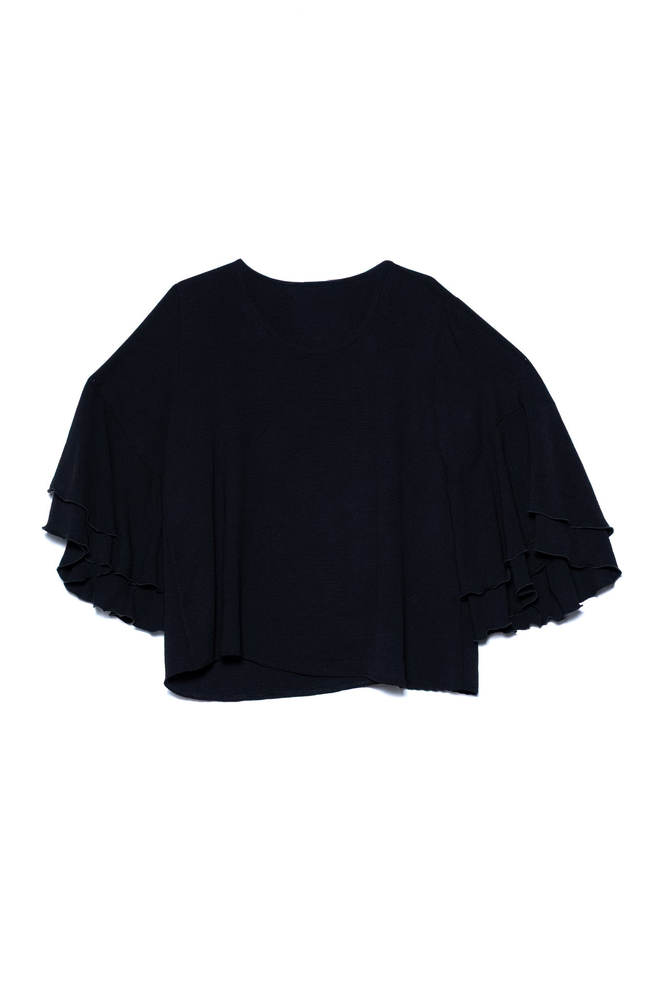 Blusa lisa manga campana neg