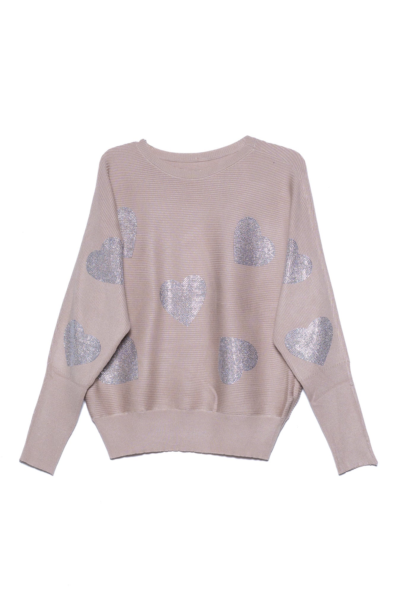 Suéter acanalado print corazón bei