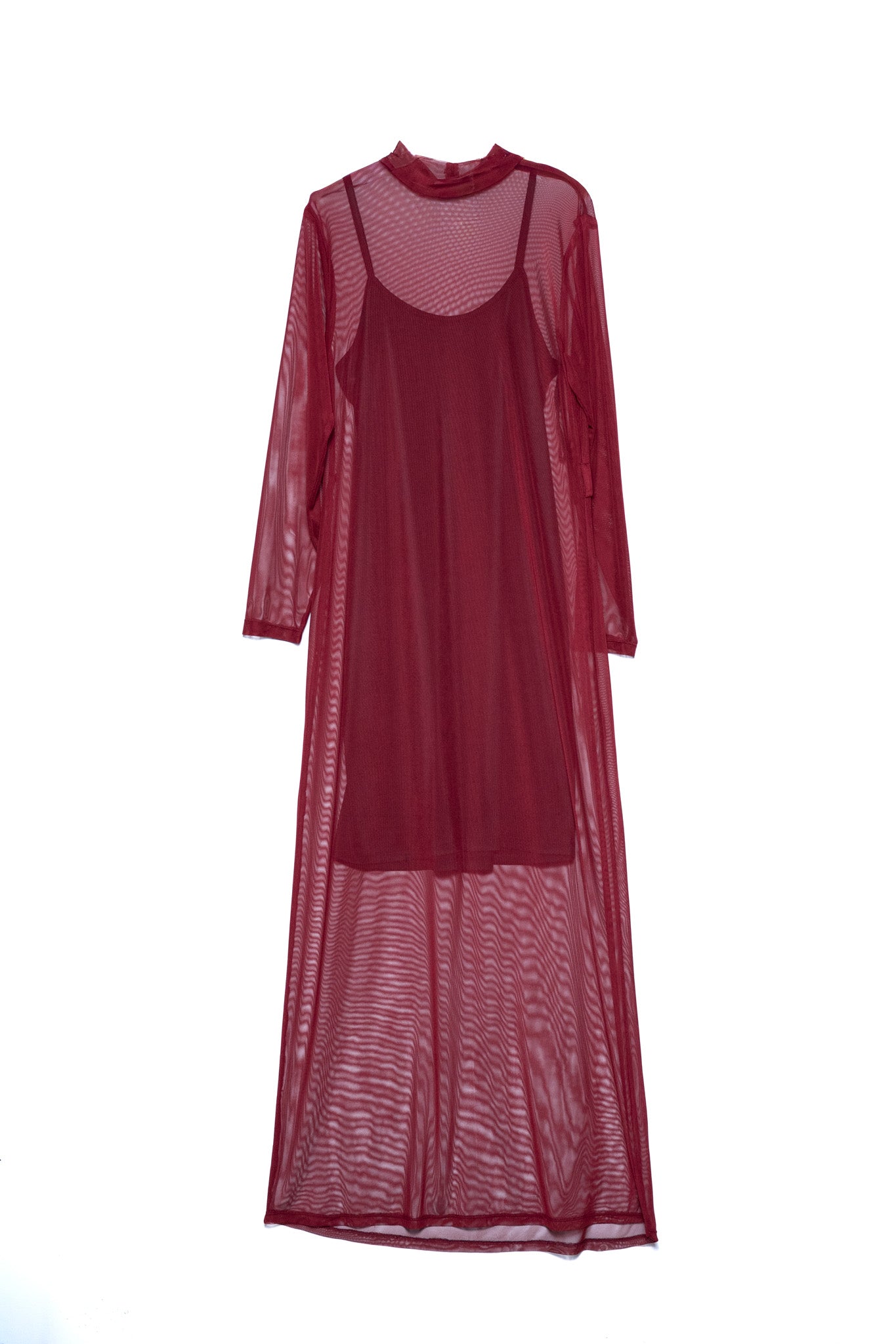 Maxi vestido mesh tinto