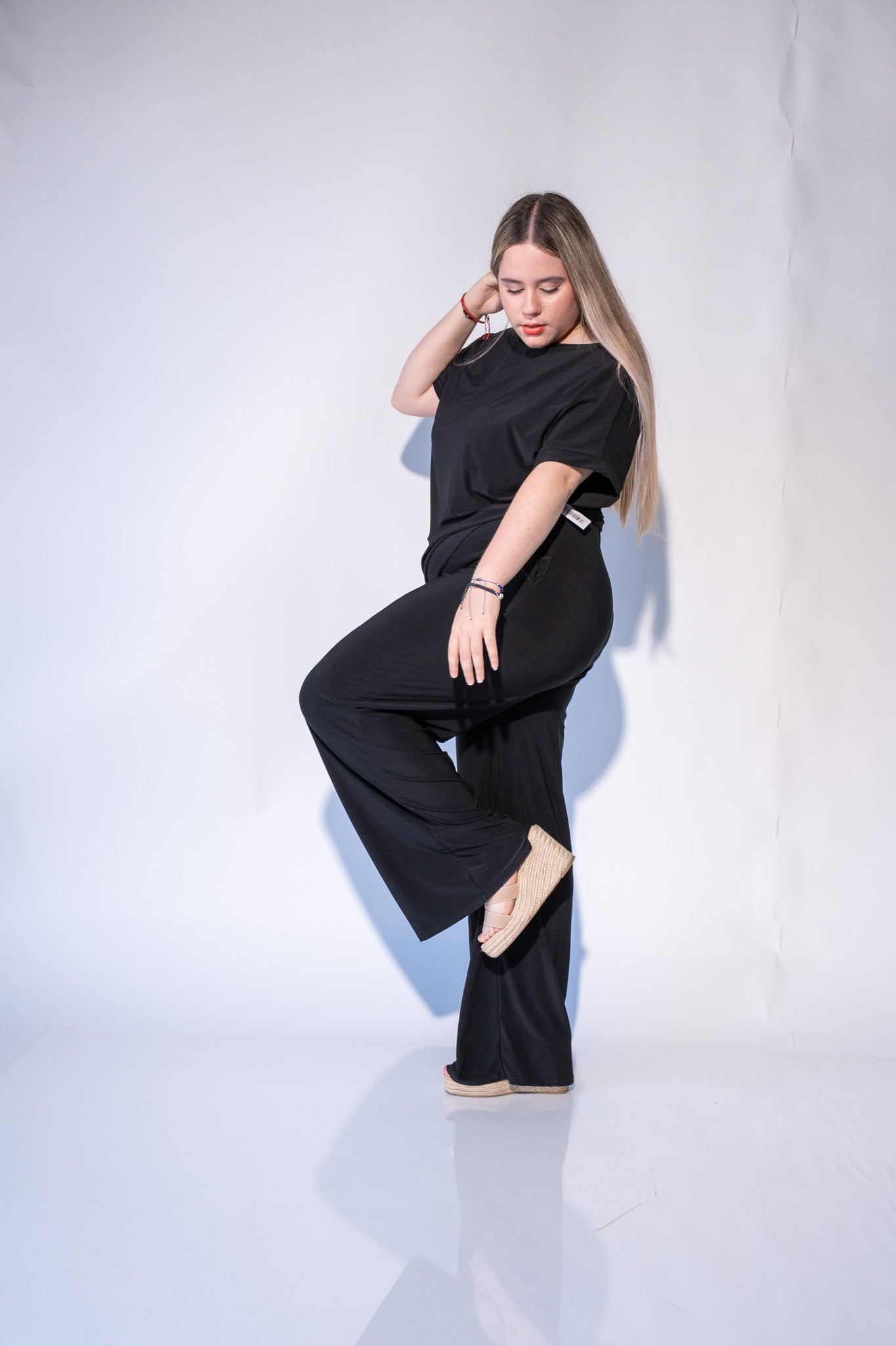 Set pantalon stretch liso negro