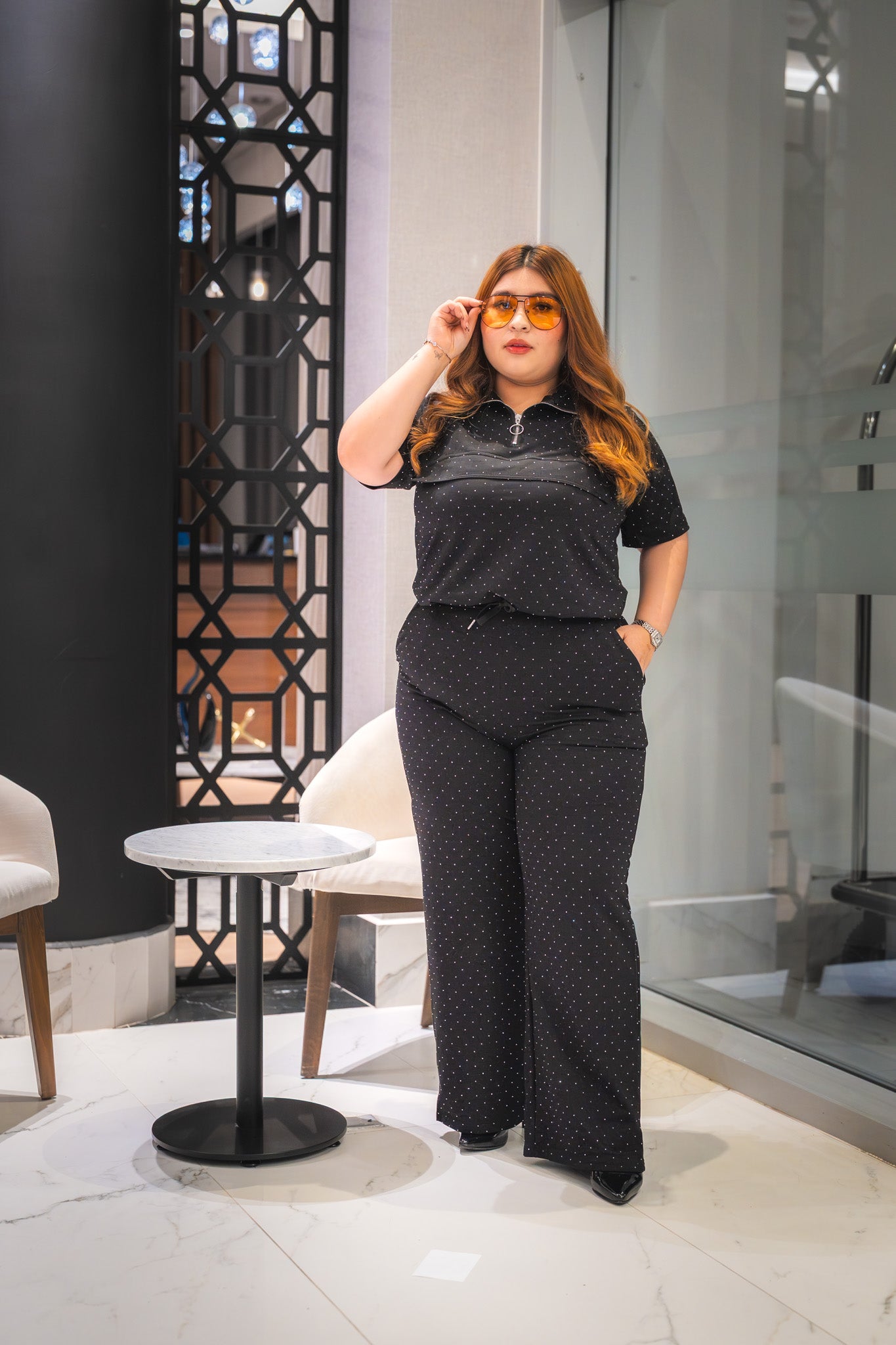 Set pantalon c/brillos neg