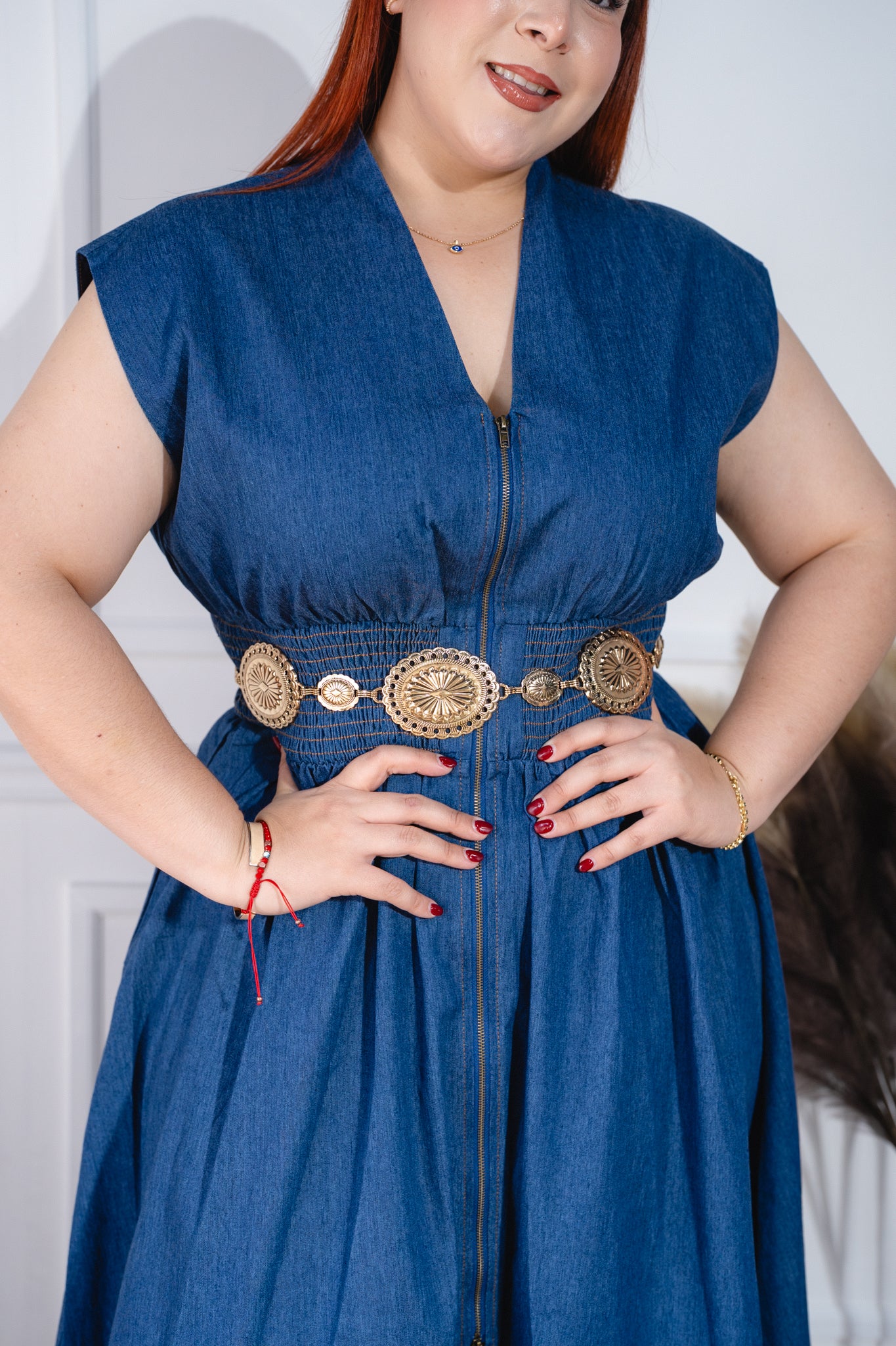 Vestido con ziper frontal denim