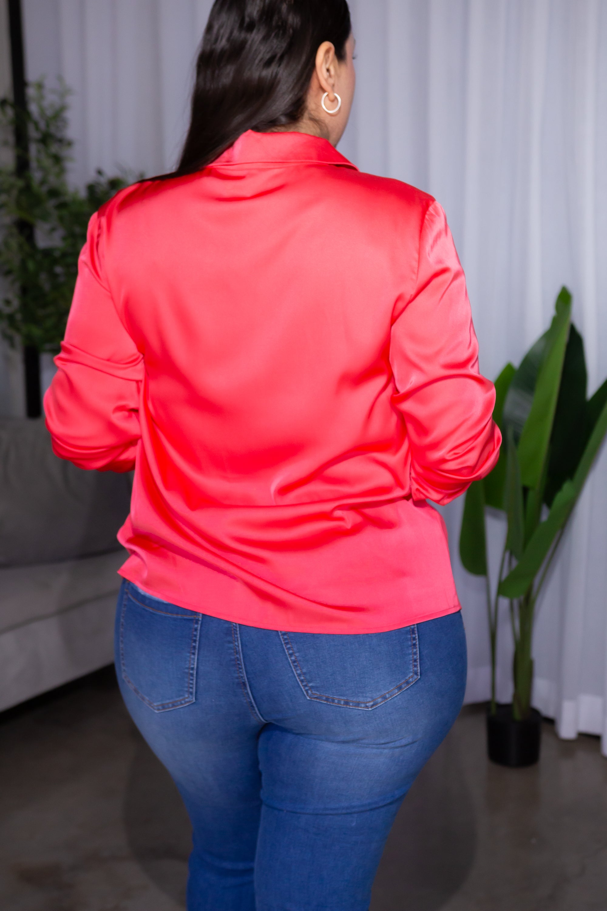 Camisa Satin Lisa Coral