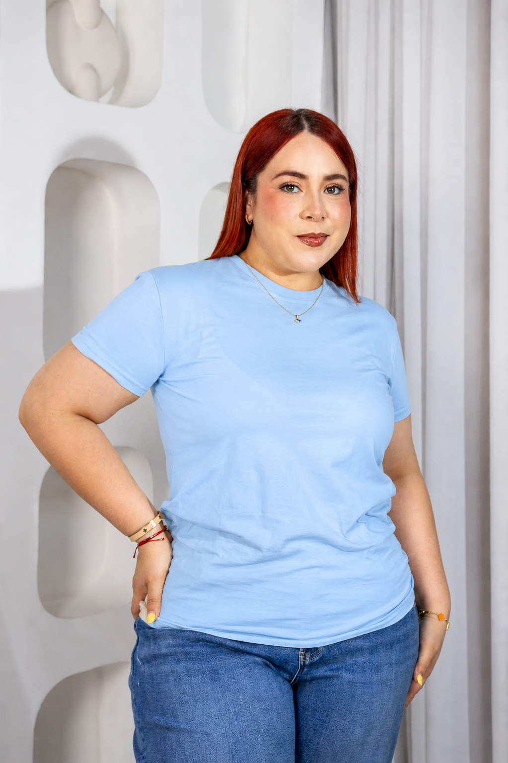Playera Curvy Cuello Redondo Manga Corta Básica sage