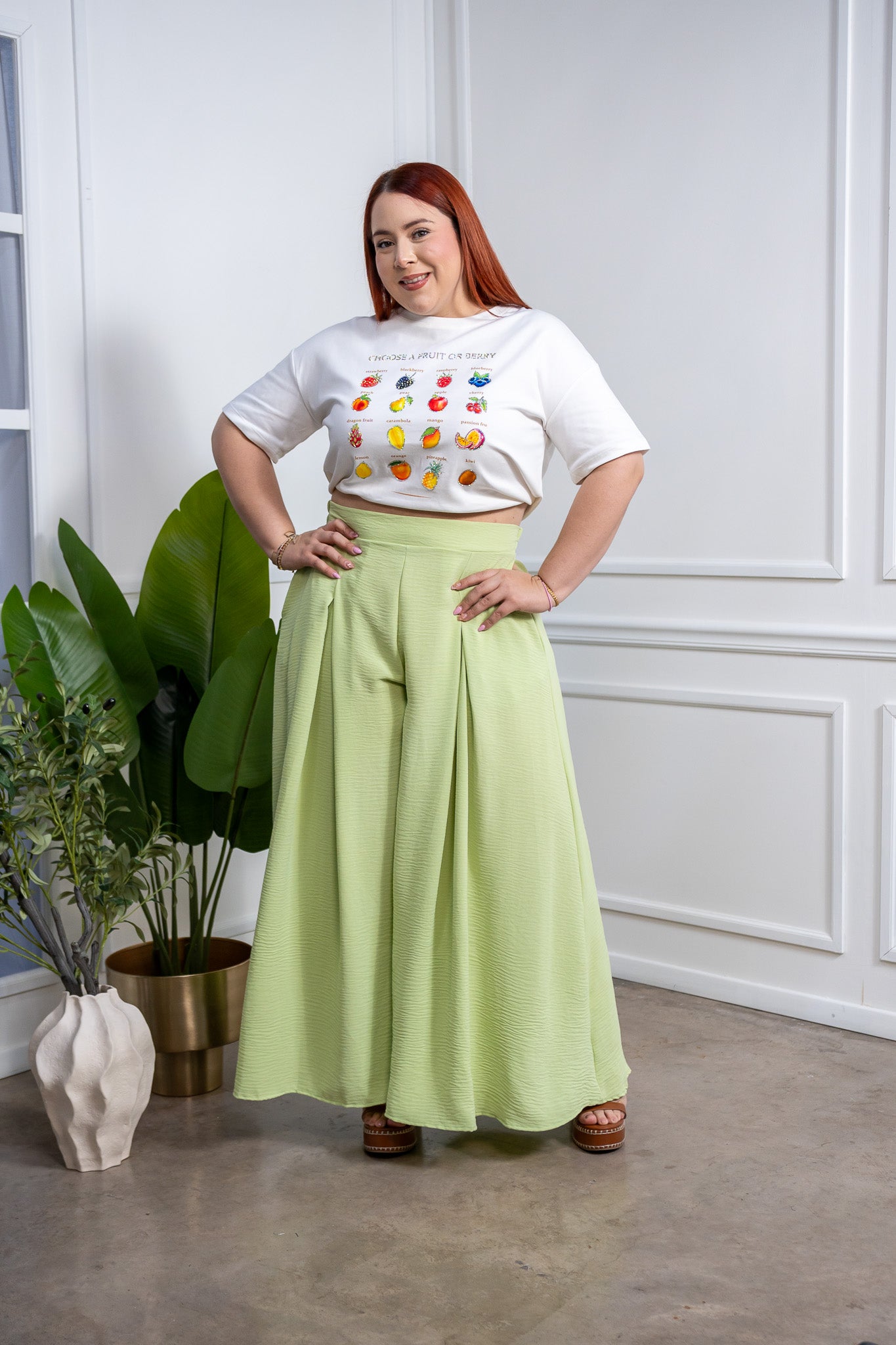 Pantalon fluido verde