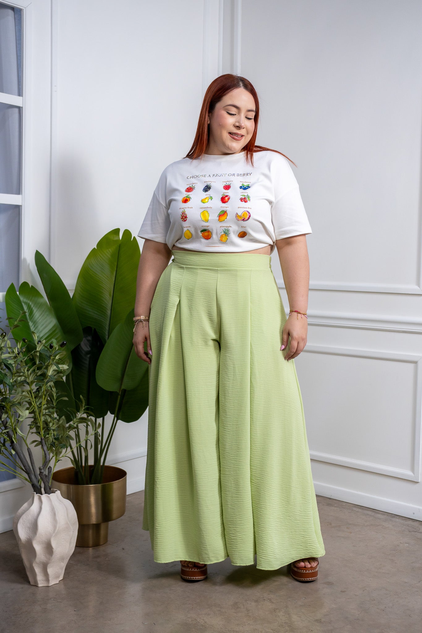 Pantalon fluido verde