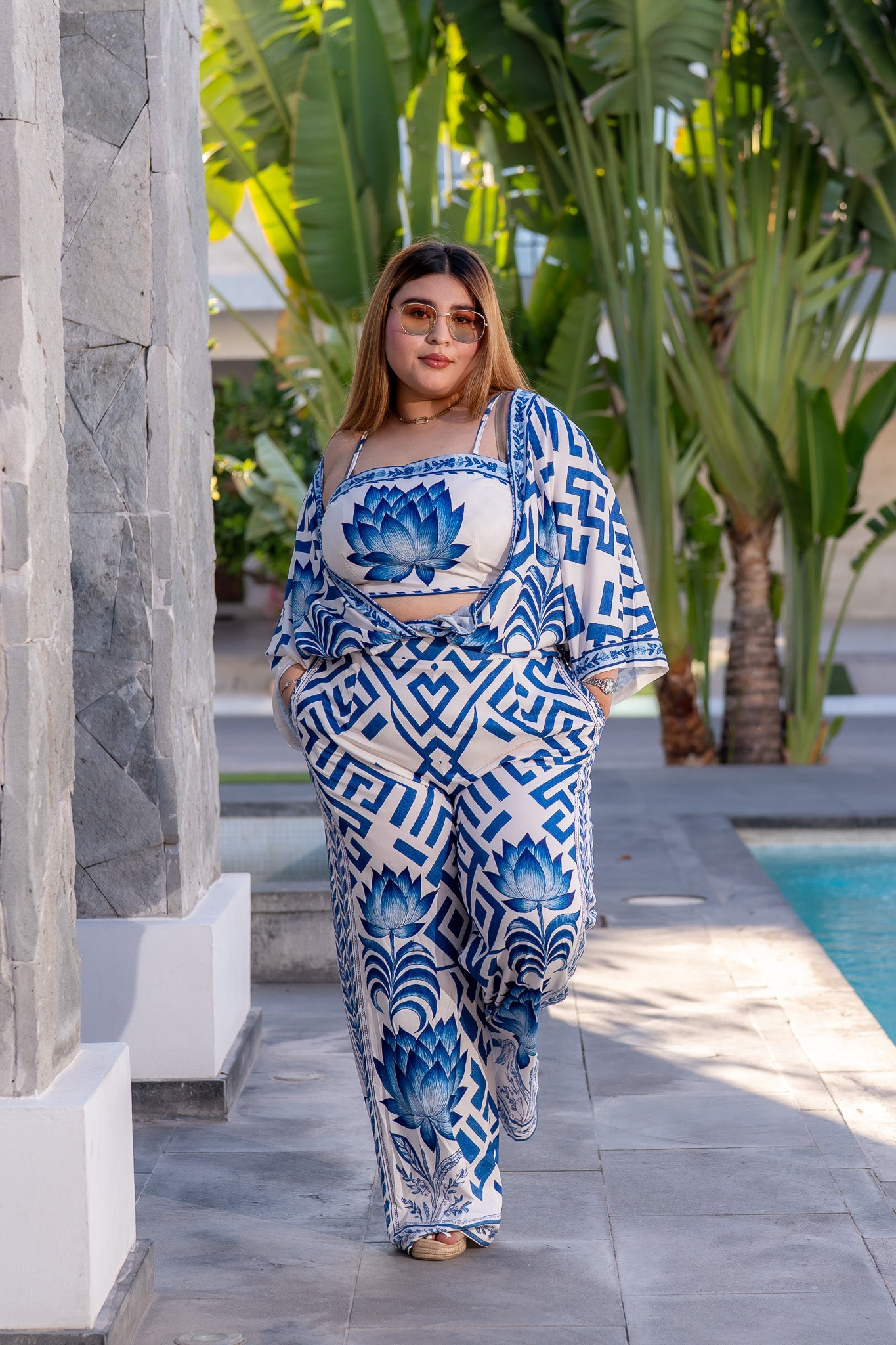 Set pantalon estampado azul