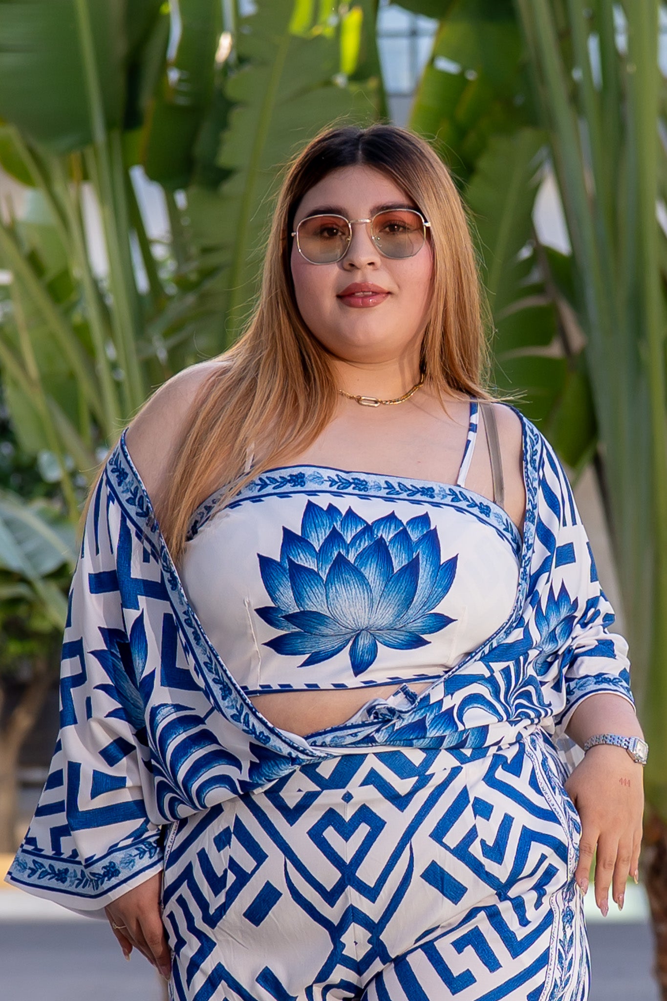 Set pantalon estampado azul