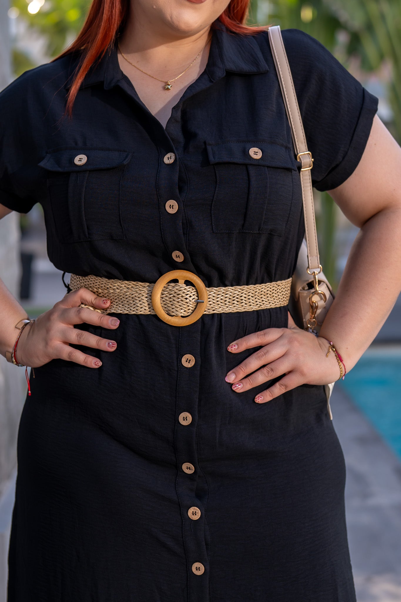 Vestido camisero c/cinto neg